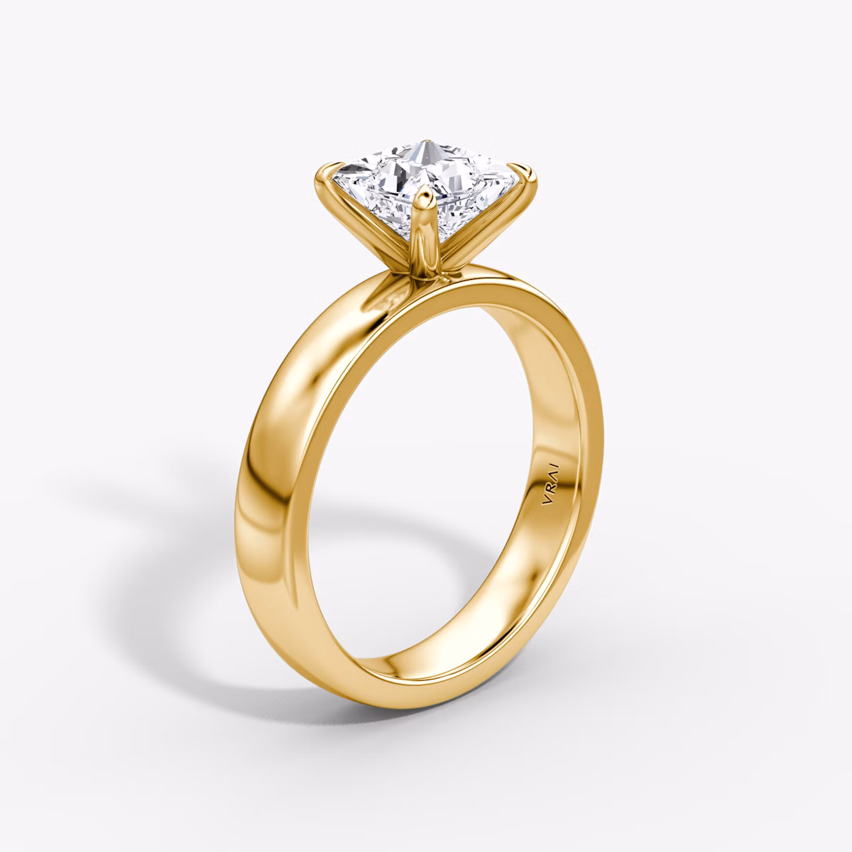 Cigar Band Solitaire | Princess | 18k | Yellow Gold | bandWidth: 4mm | diamondOrientation: vertical | caratWeight: other