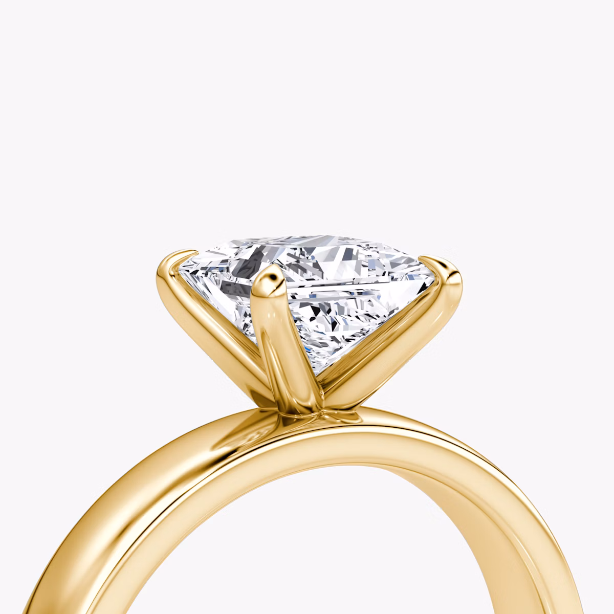 Cigar Band Solitaire | Princess | 18k | Yellow Gold | bandWidth: 4mm | diamondOrientation: vertical | caratWeight: other