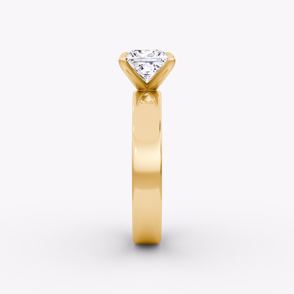 Cigar Band Solitaire | Princess | 18k | Yellow Gold | bandWidth: 4mm | diamondOrientation: vertical | caratWeight: other