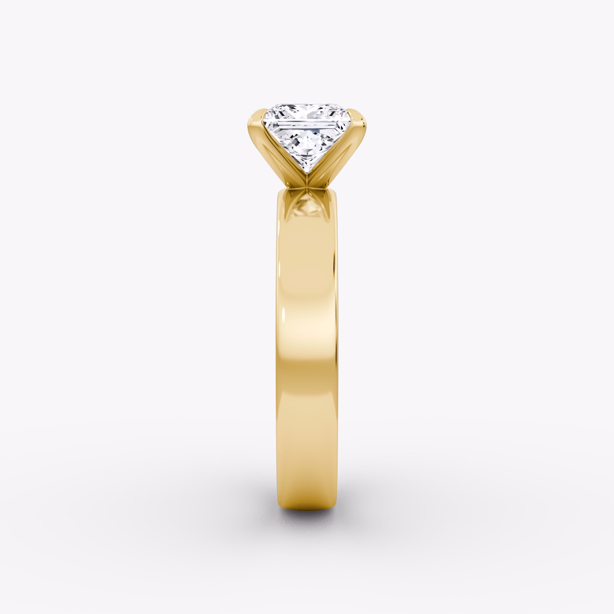 Cigar Band Solitaire | Princess | 18k | Yellow Gold | bandWidth: 4mm | diamondOrientation: vertical | caratWeight: other