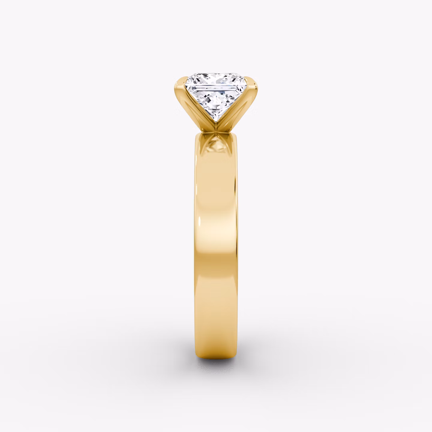 Cigar Band Solitaire | Princess | 18k | Yellow Gold | bandWidth: 4mm | diamondOrientation: vertical | caratWeight: other