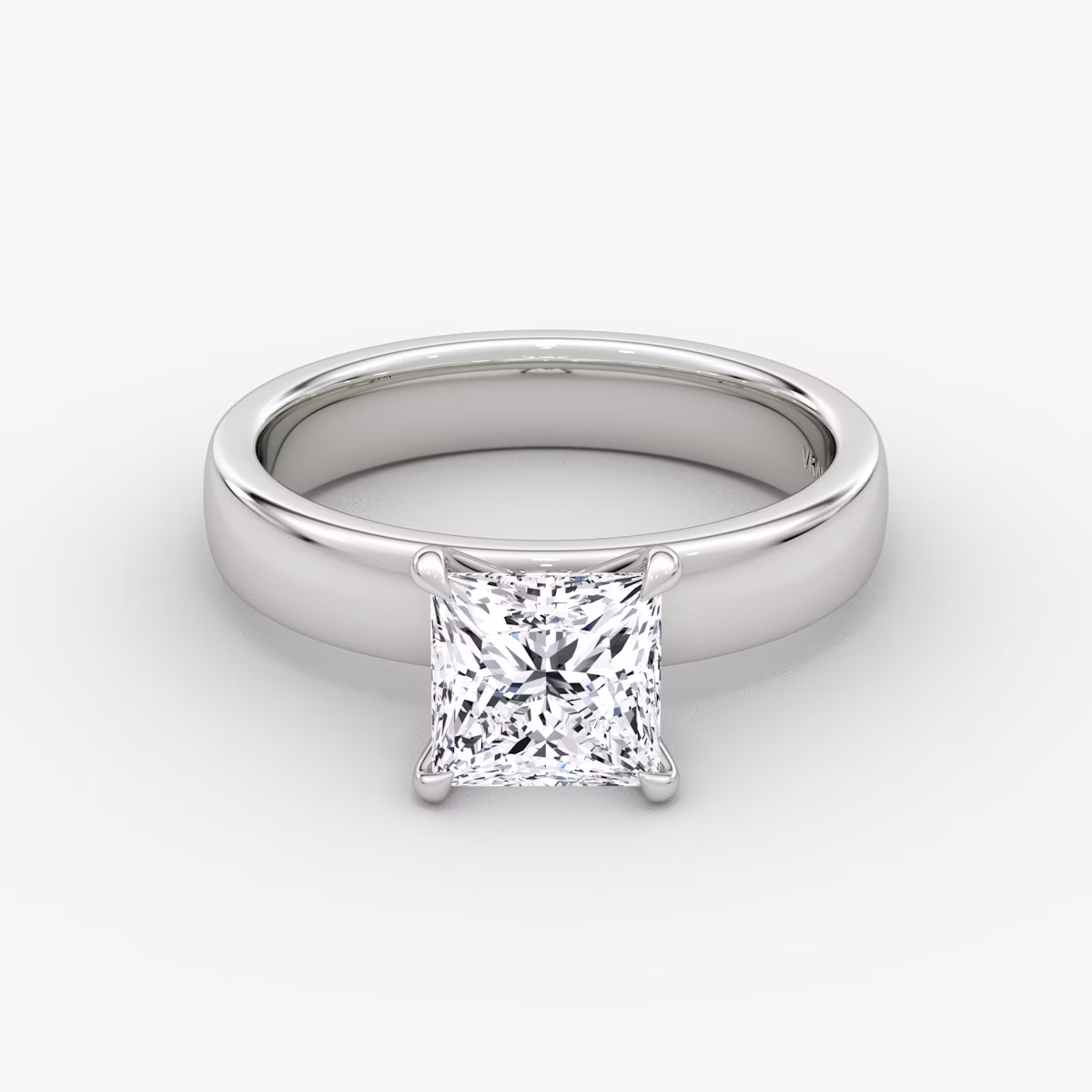Cigar Band Solitaire | Princess | 18k | White Gold | bandWidth: 4mm | diamondOrientation: vertical | caratWeight: other
