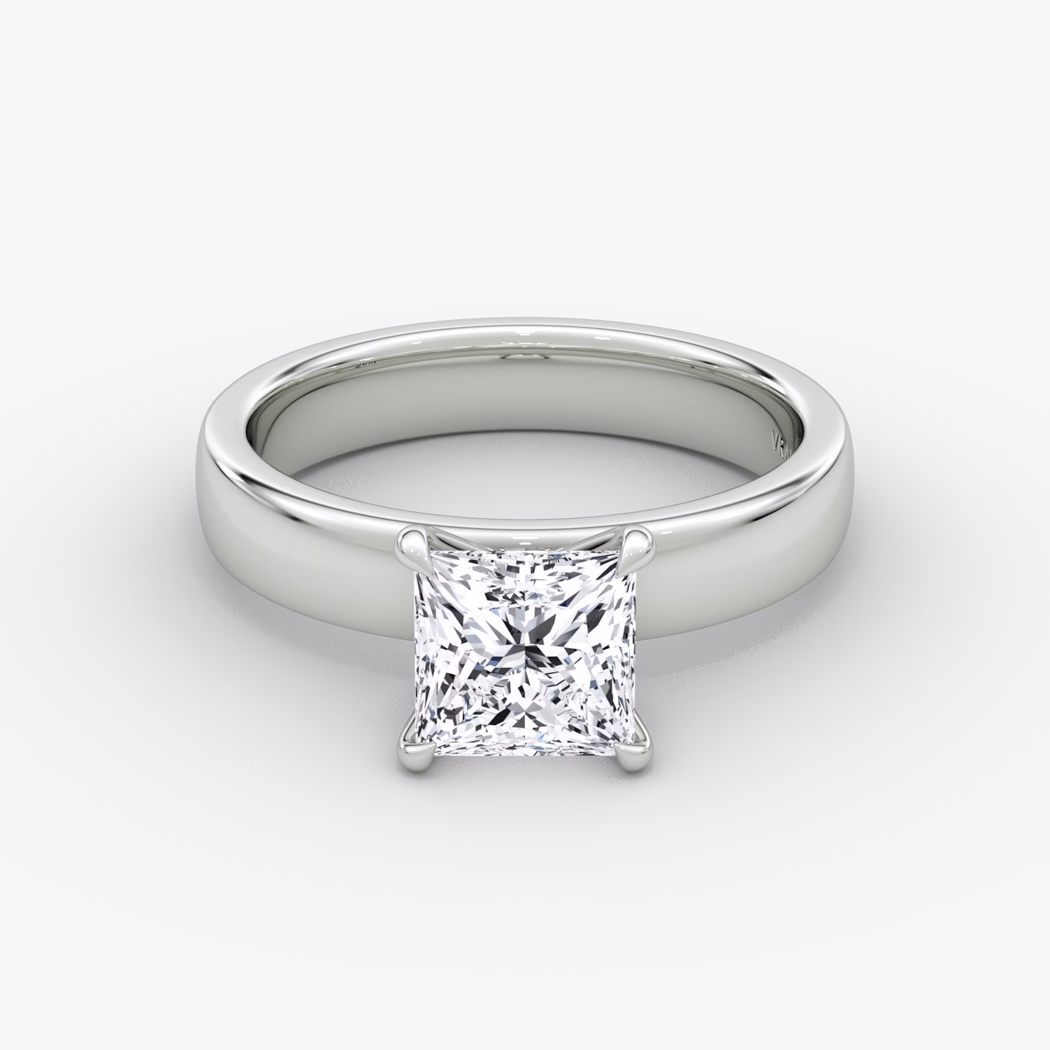 Cigar Band Solitaire | Princess | Platinum | bandWidth: 4mm | diamondOrientation: vertical | caratWeight: other