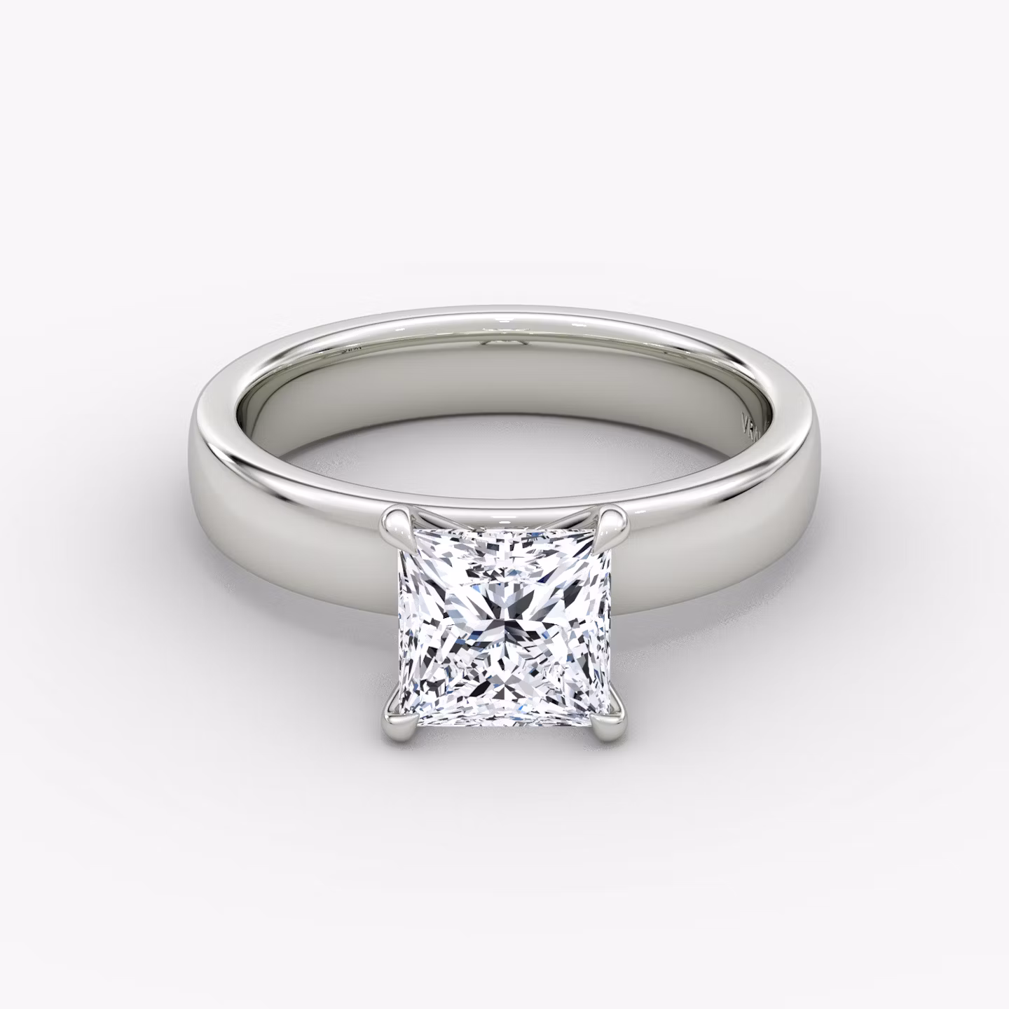 Cigar Band Solitaire Princess | Platinum