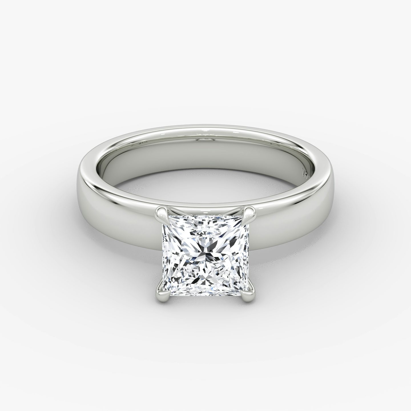 Cigar Band Solitaire | Princess | Platinum | bandWidth: 4mm | diamondOrientation: vertical | caratWeight: other