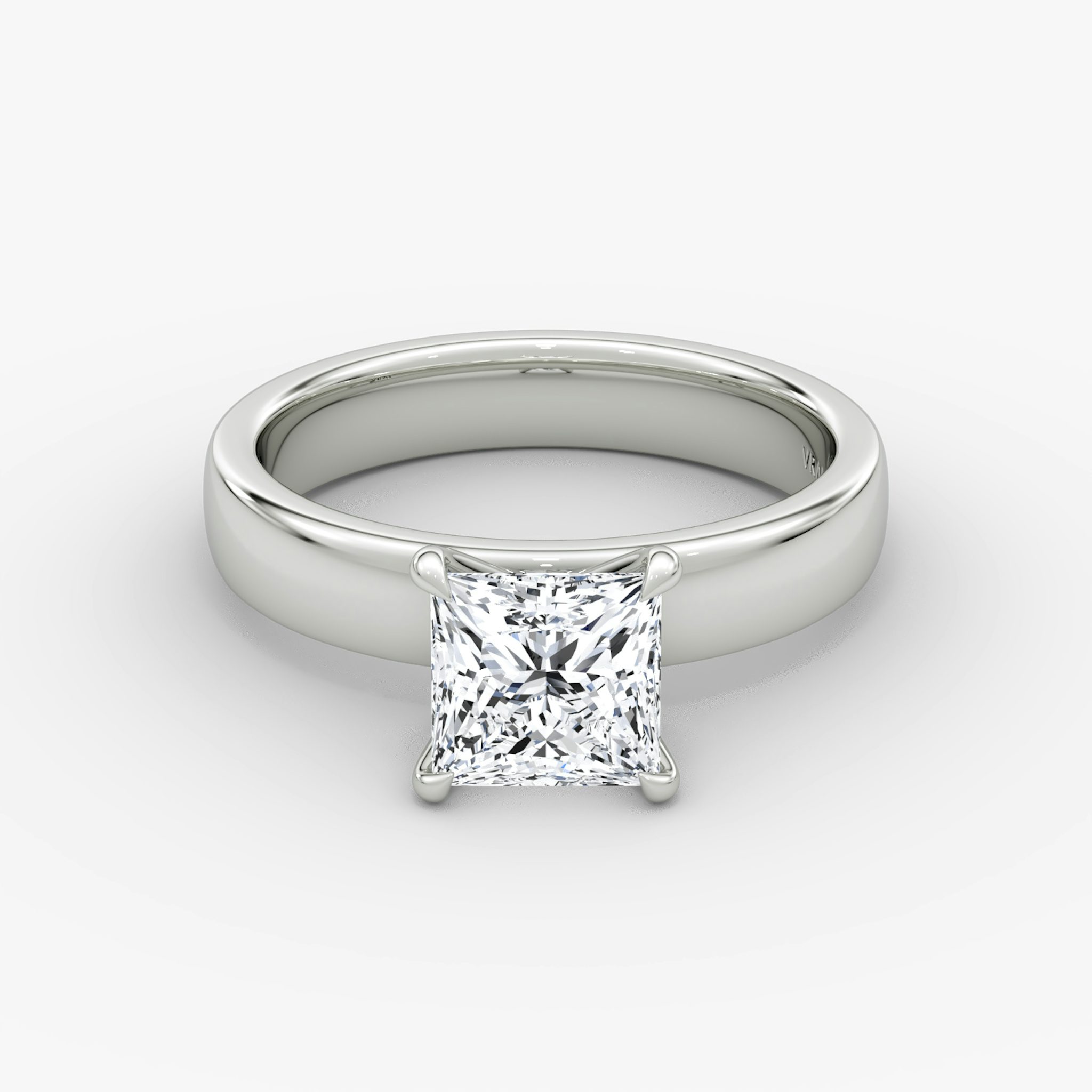 Cigar Band Solitaire | Princess | Platinum | bandWidth: 4mm | diamondOrientation: vertical | caratWeight: other