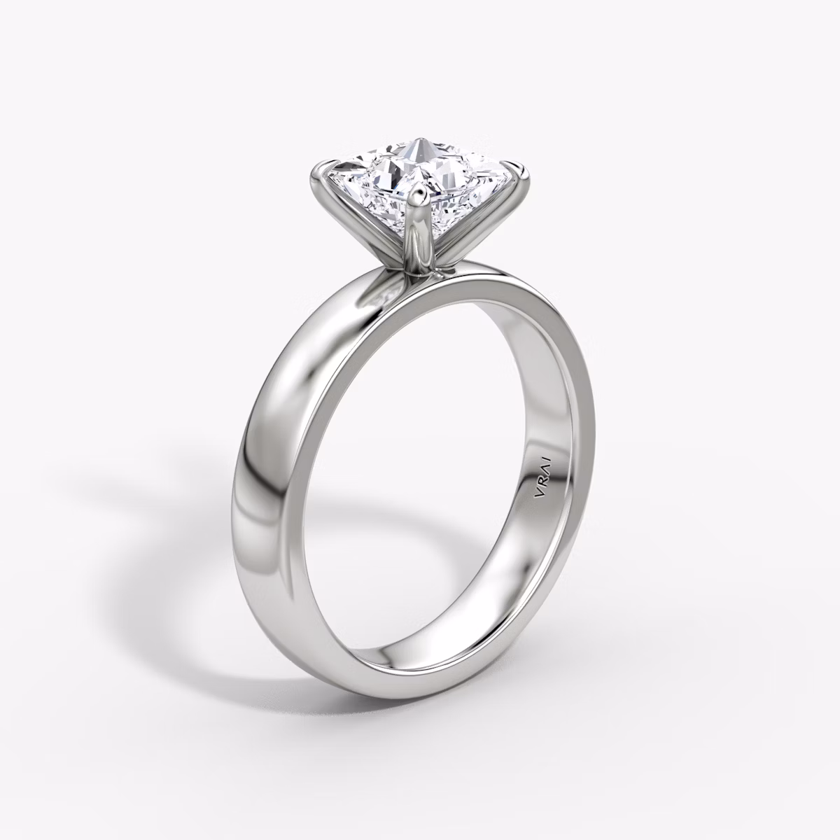 Cigar Band Solitaire | Princess | 18k | White Gold | bandWidth: 4mm | diamondOrientation: vertical | caratWeight: other