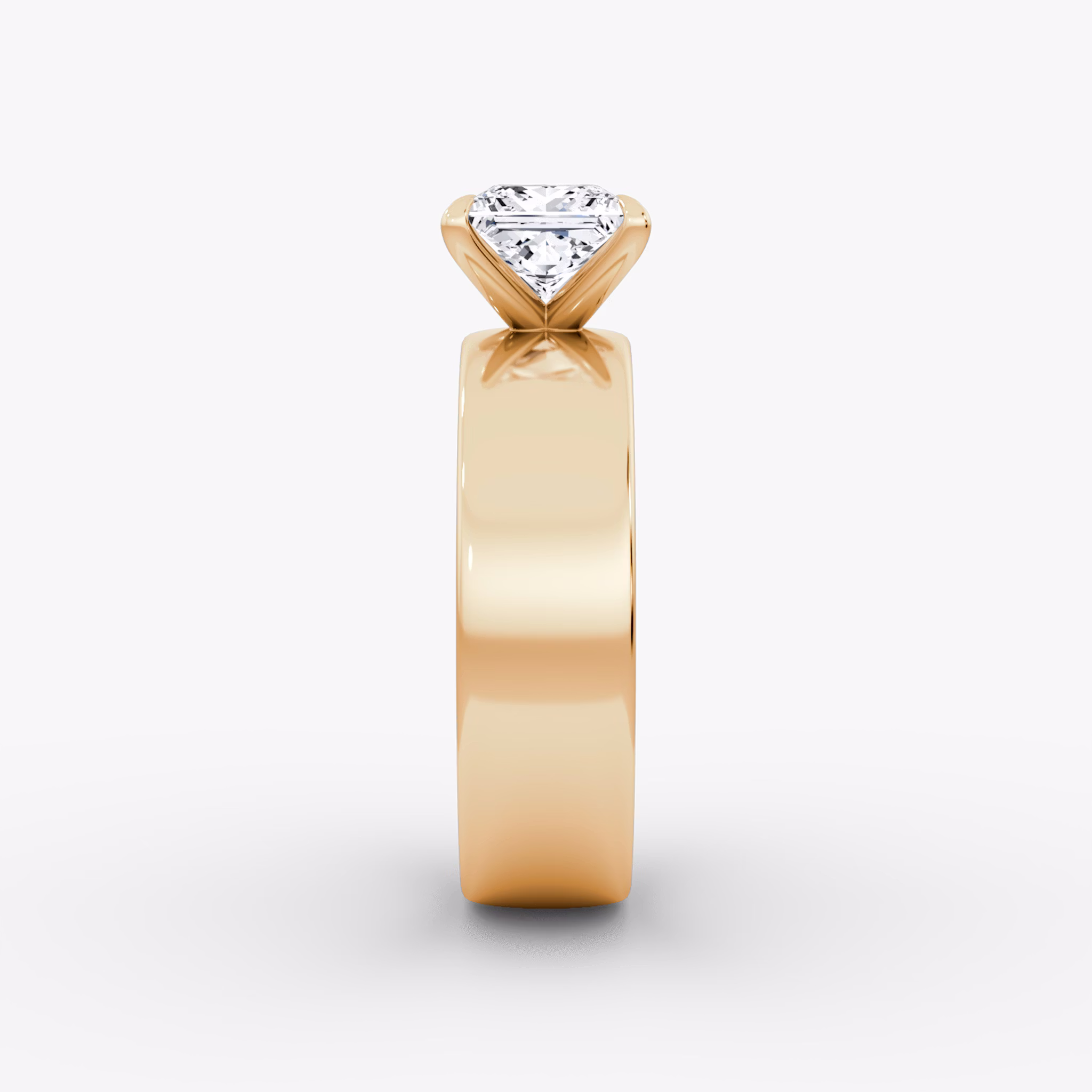 Cigar Band Solitaire | Princess | 14k | Rose Gold | bandWidth: 6mm | diamondOrientation: vertical | caratWeight: other