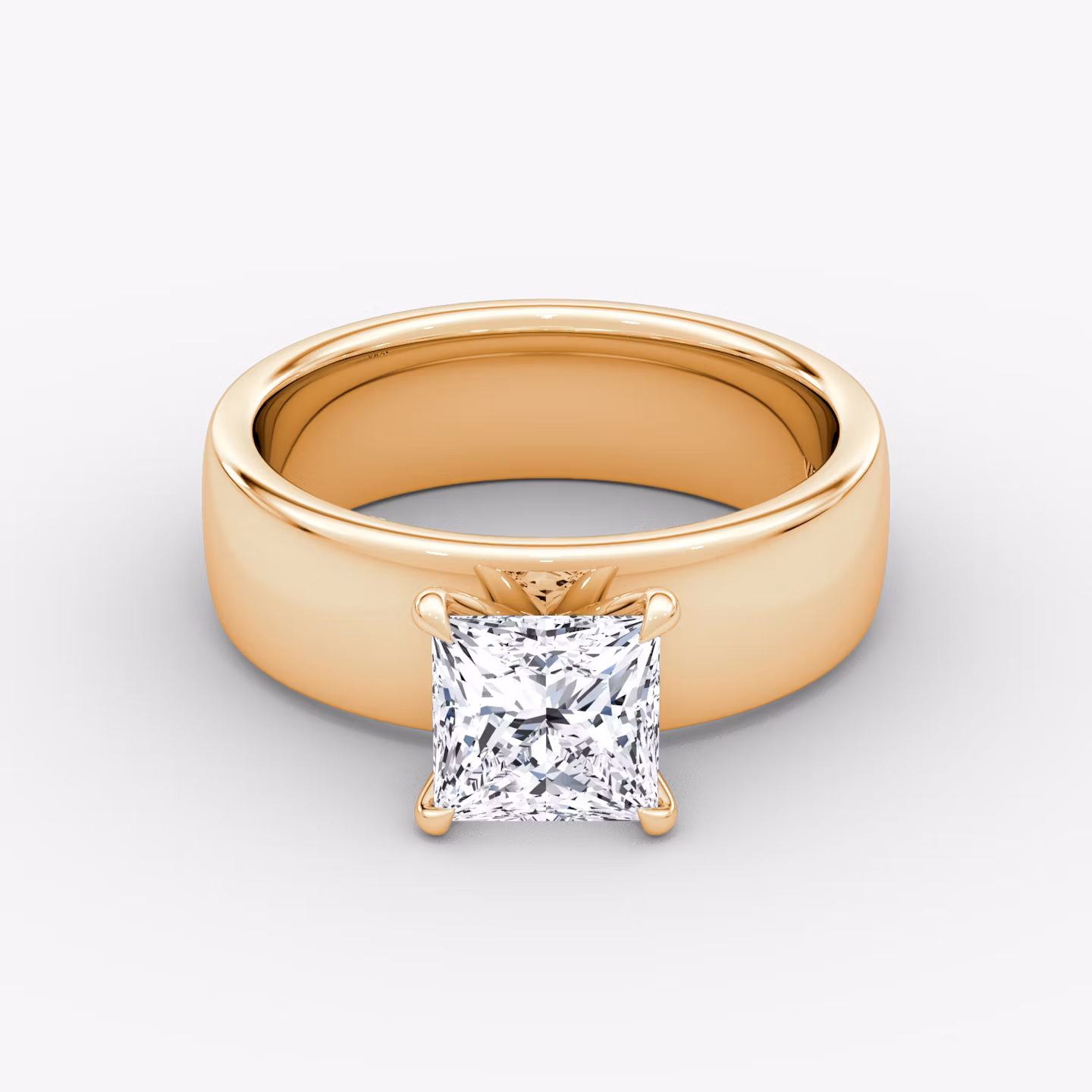 Cigar Band Solitaire | Princess | 14k | Rose Gold | bandWidth: 6mm | diamondOrientation: vertical | caratWeight: other