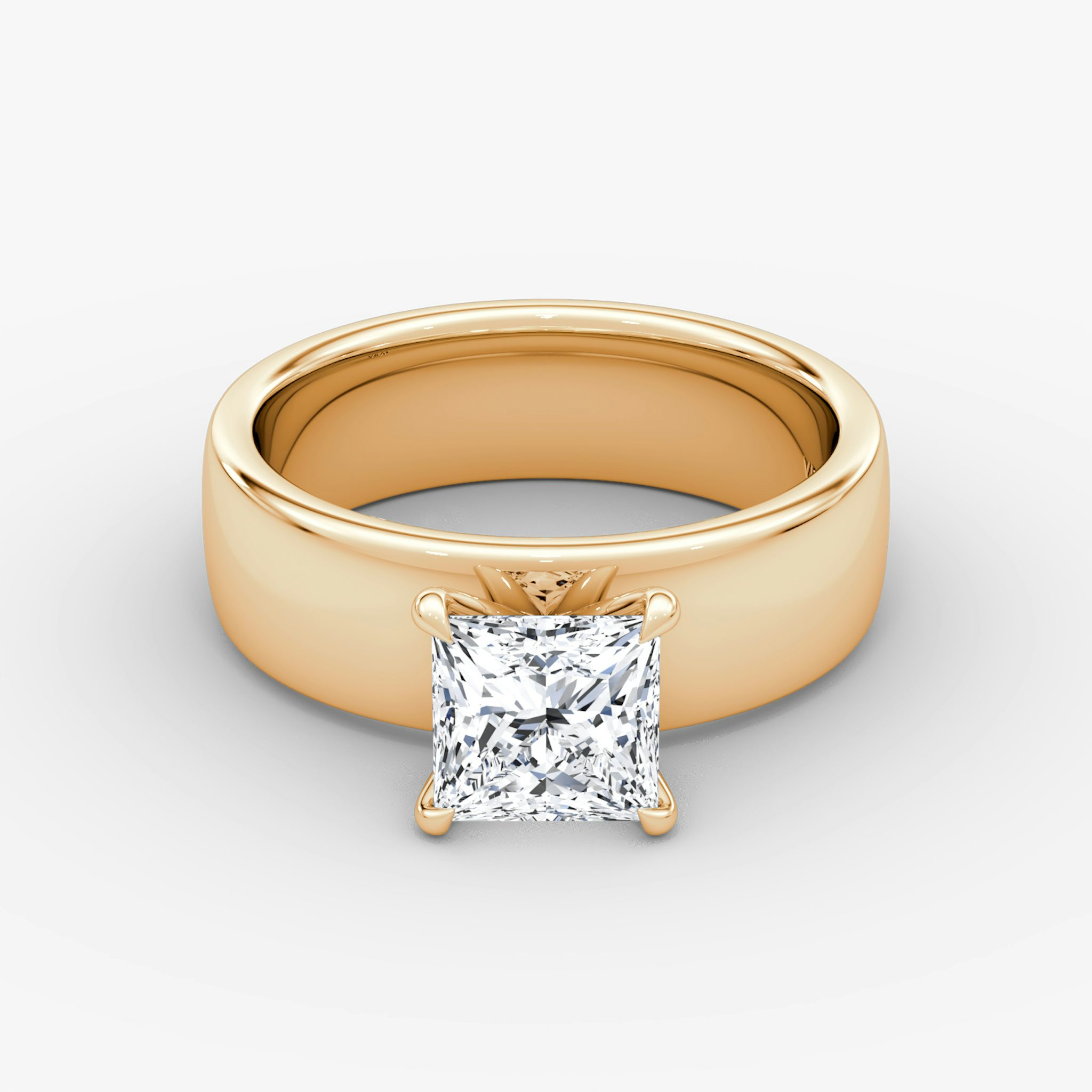 Cigar Band Solitaire | Princess | 14k | Rose Gold | bandWidth: 6mm | diamondOrientation: vertical | caratWeight: other