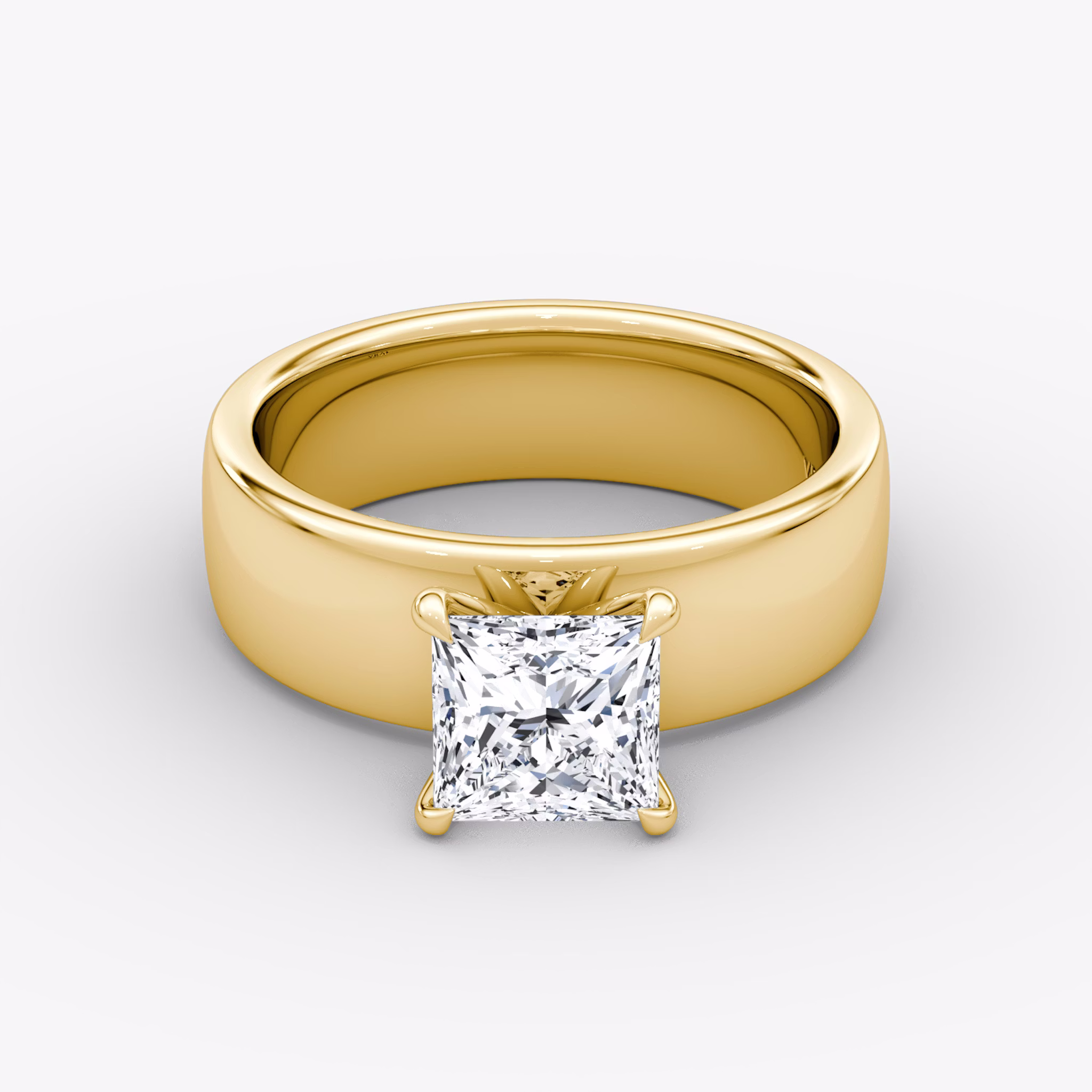 Cigar Band Solitaire | Princess | 18k | Yellow Gold | bandWidth: 6mm | diamondOrientation: vertical | caratWeight: other
