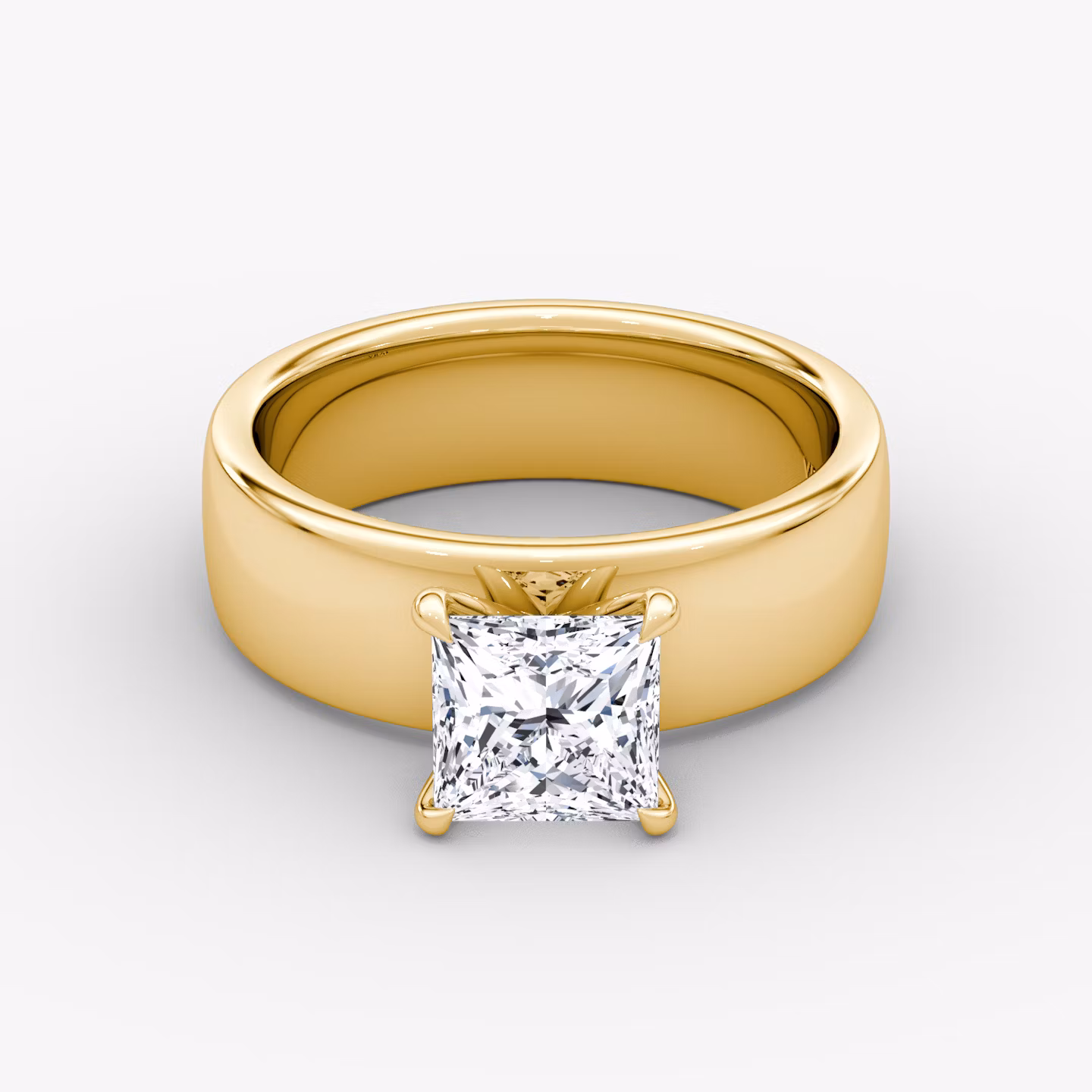 Cigar Band Solitaire | Princess | 18k | Yellow Gold | bandWidth: 6mm | diamondOrientation: vertical | caratWeight: other