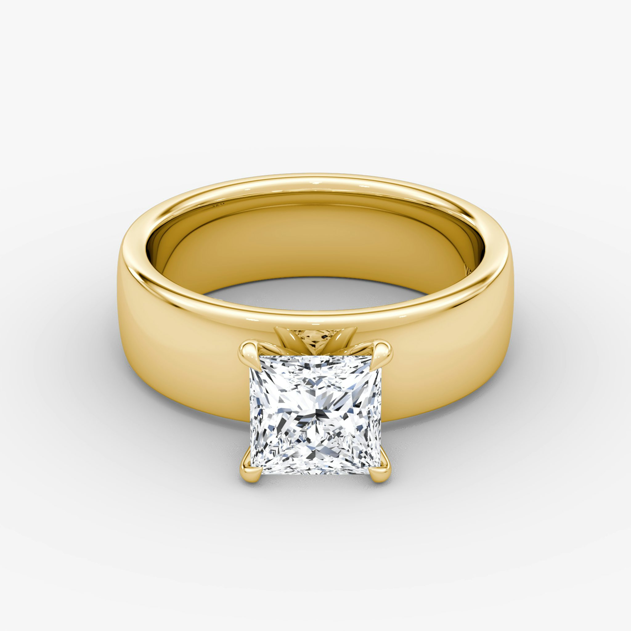 Cigar Band Solitaire | Princess | 18k | Yellow Gold | bandWidth: 6mm | diamondOrientation: vertical | caratWeight: other