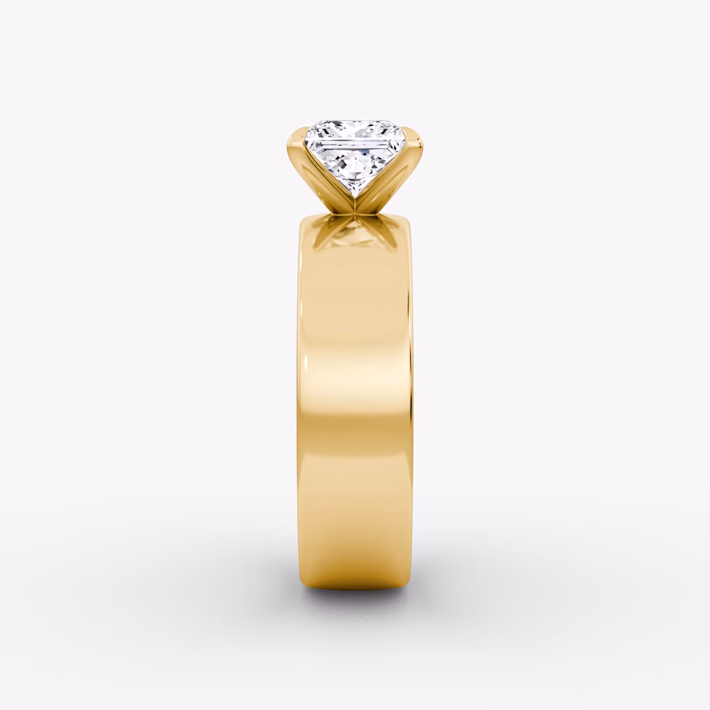 Cigar Band Solitaire | Princess | 18k | Yellow Gold | bandWidth: 6mm | diamondOrientation: vertical | caratWeight: other