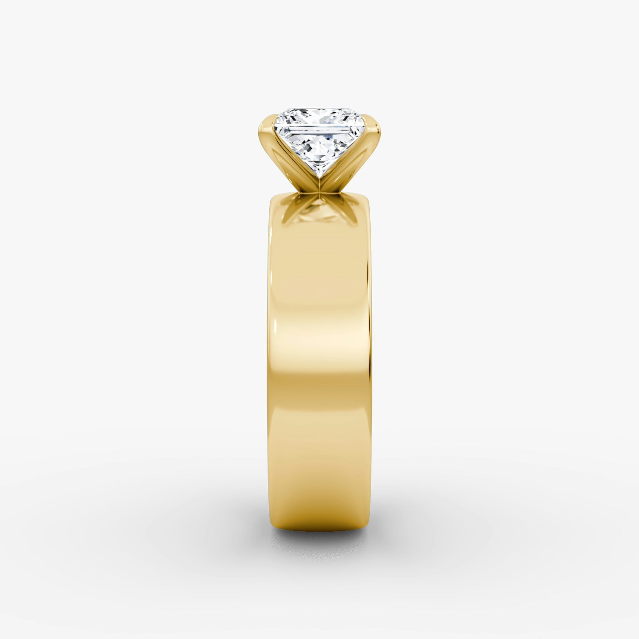 Cigar Band Solitaire | Princess | 18k | Yellow Gold | bandWidth: 6mm | diamondOrientation: vertical | caratWeight: other