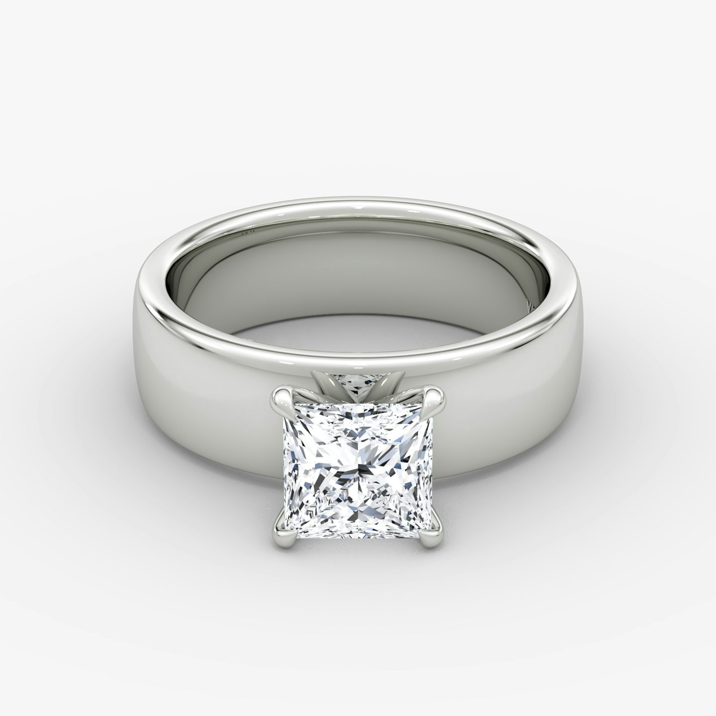 Cigar Band Solitaire | Princess | Platinum | bandWidth: 6mm | diamondOrientation: vertical | caratWeight: other