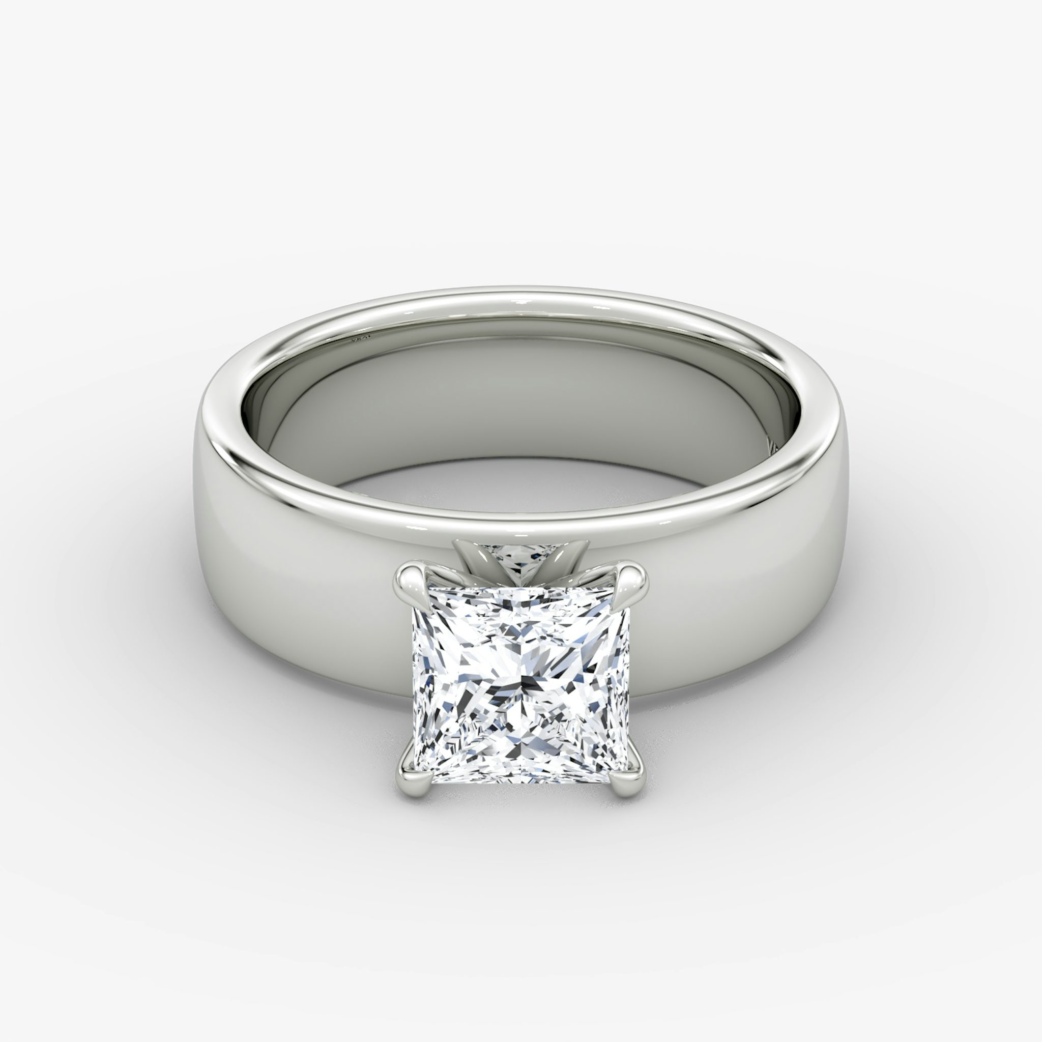 Cigar Band Solitaire | Princess | 18k | White Gold | bandWidth: 6mm | diamondOrientation: vertical | caratWeight: other