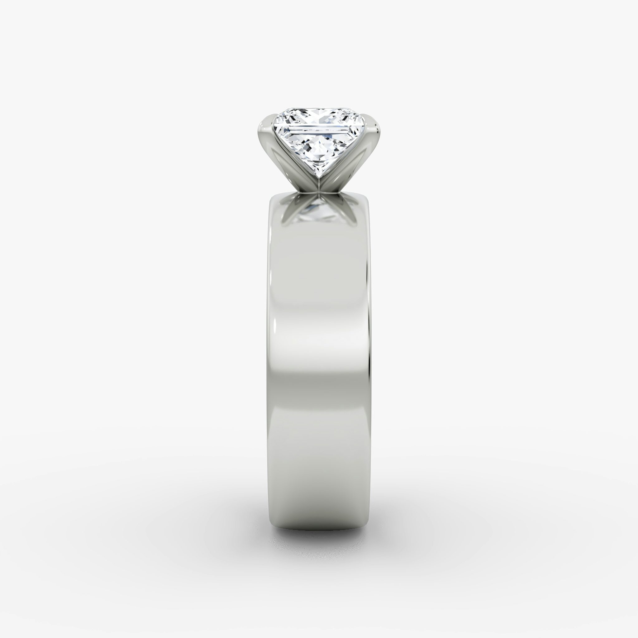 Cigar Band Solitaire | Princess | 18k | White Gold | bandWidth: 6mm | diamondOrientation: vertical | caratWeight: other