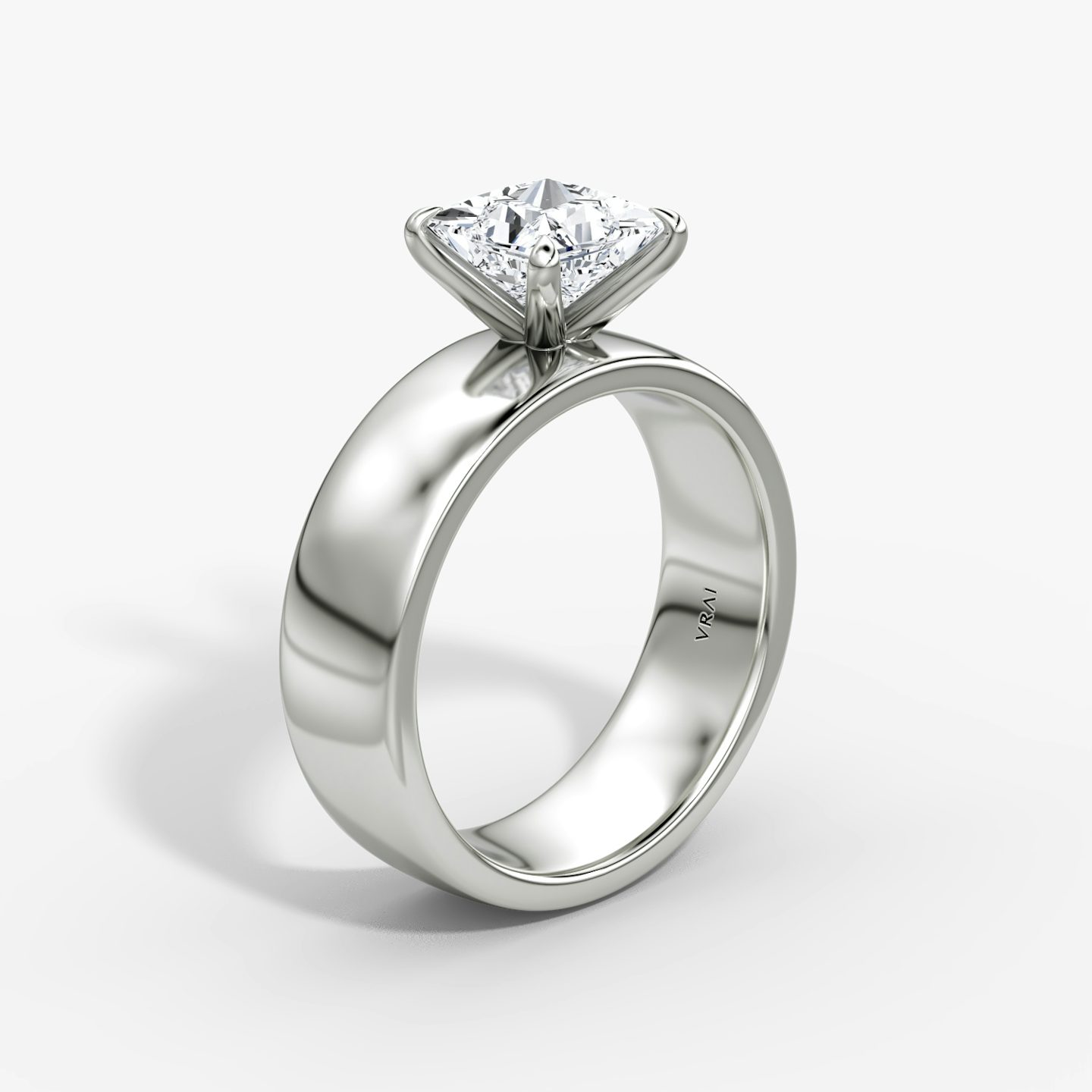Cigar Band Solitaire | Princess | Platinum | bandWidth: 6mm | diamondOrientation: vertical | caratWeight: other