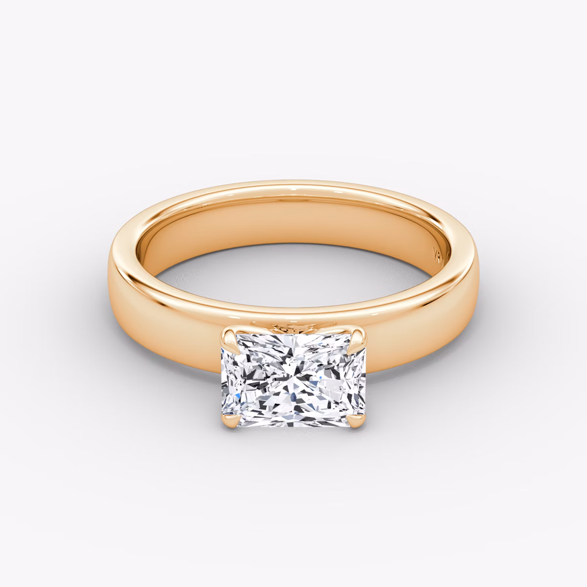 Solitaire Cigar Band | Radiant | 14k | Or rose | bandWidth: 4mm | diamondOrientation: horizontal | caratWeight: other