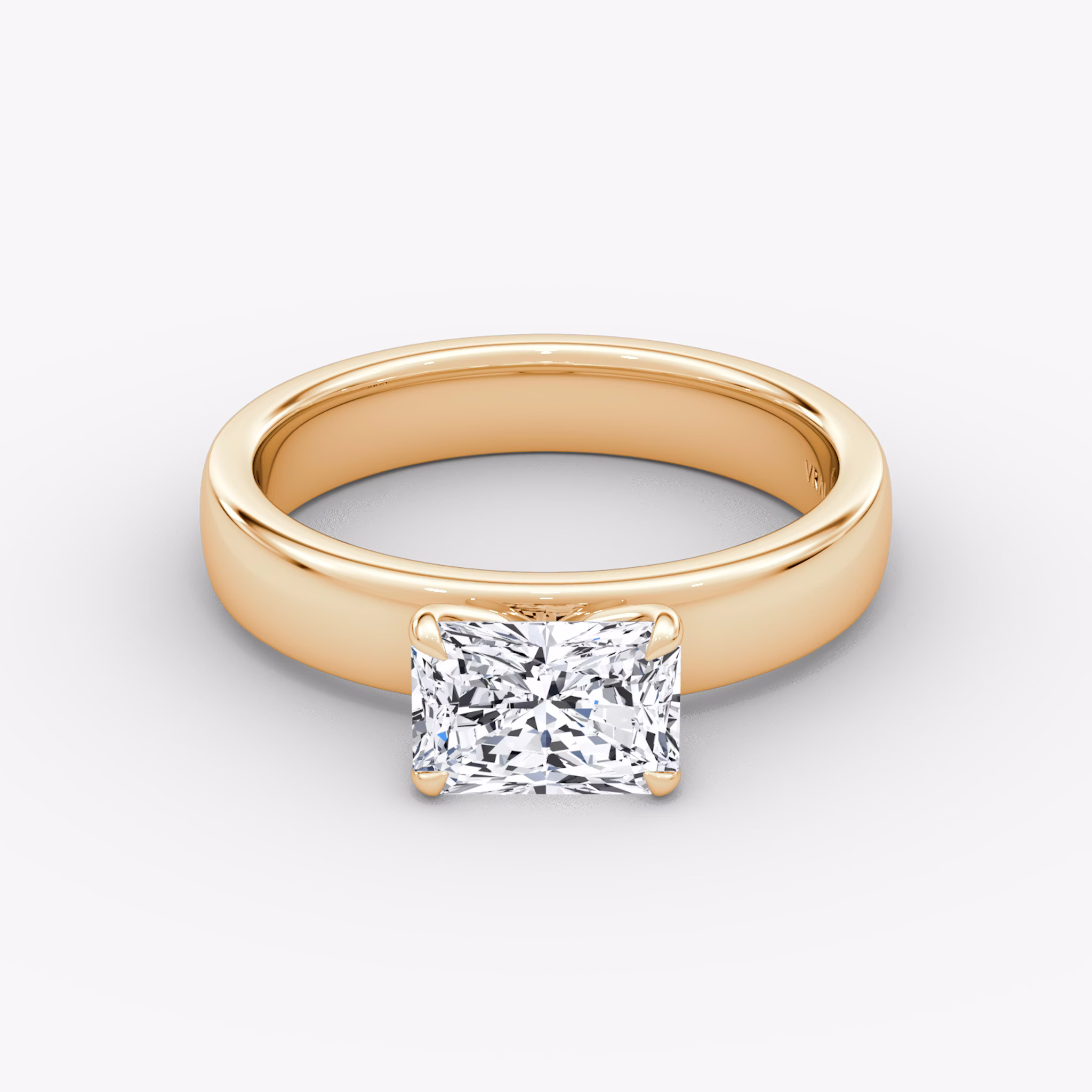 Cigar Band Solitaire | Radiant | 14k | Rose Gold | bandWidth: 4mm | diamondOrientation: horizontal | caratWeight: other