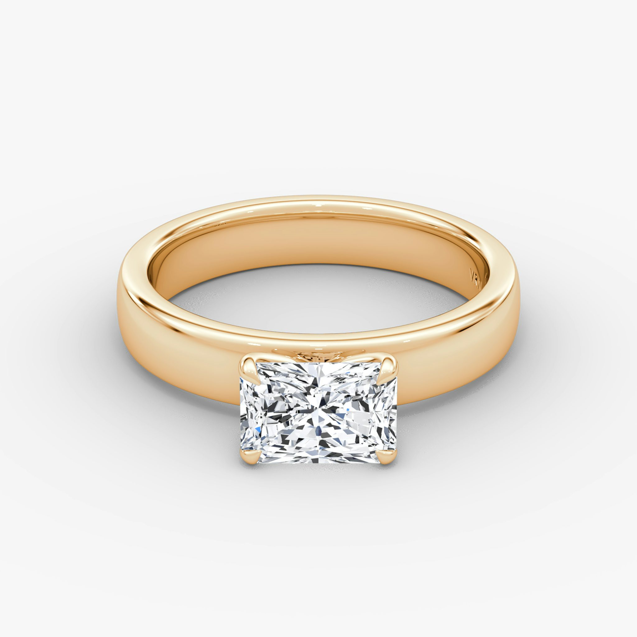 Cigar Band Solitaire | Radiant | 14k | Rose Gold | bandWidth: 4mm | diamondOrientation: horizontal | caratWeight: other
