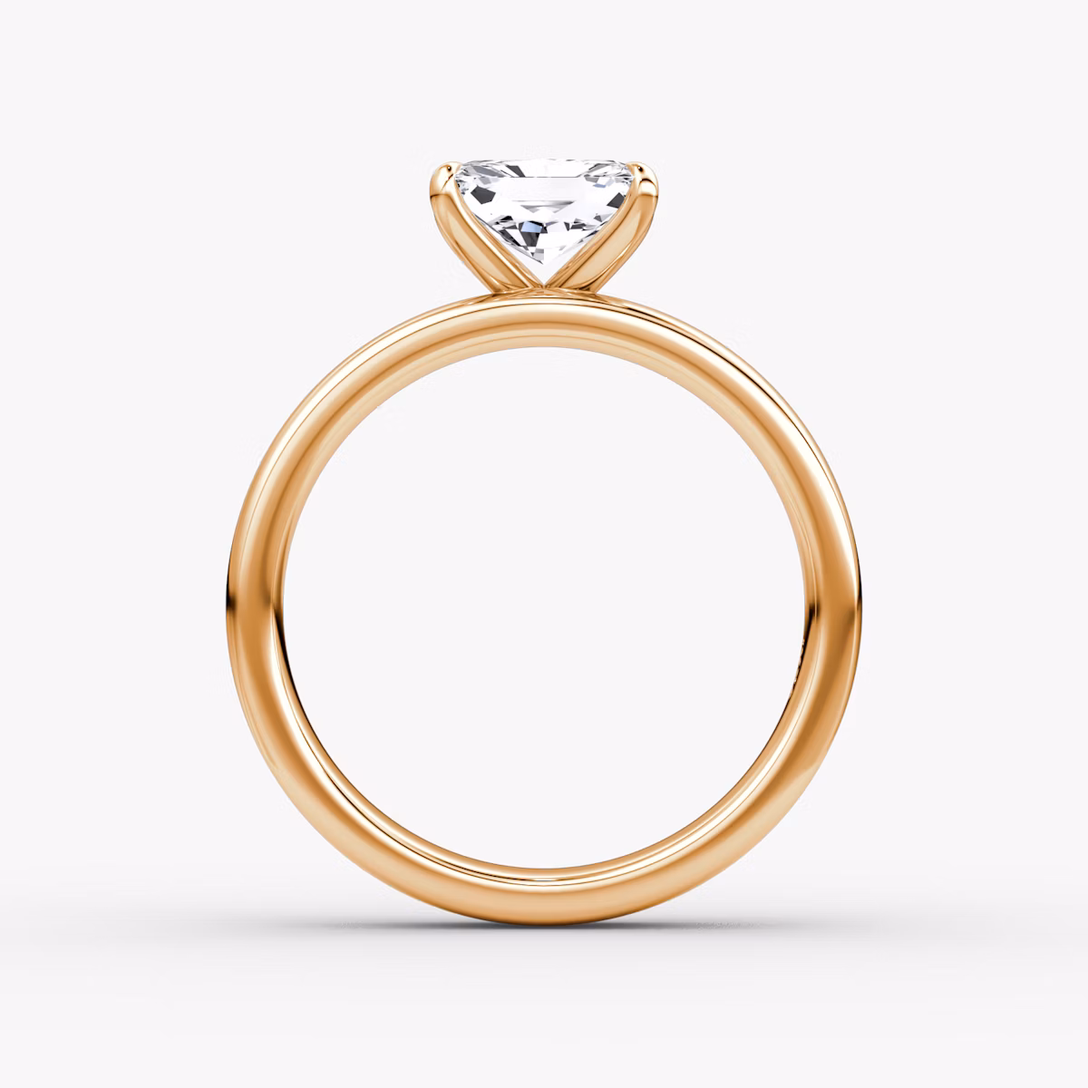 Solitaire Cigar Band | Radiant | 14k | Or rose | bandWidth: 4mm | diamondOrientation: horizontal | caratWeight: other