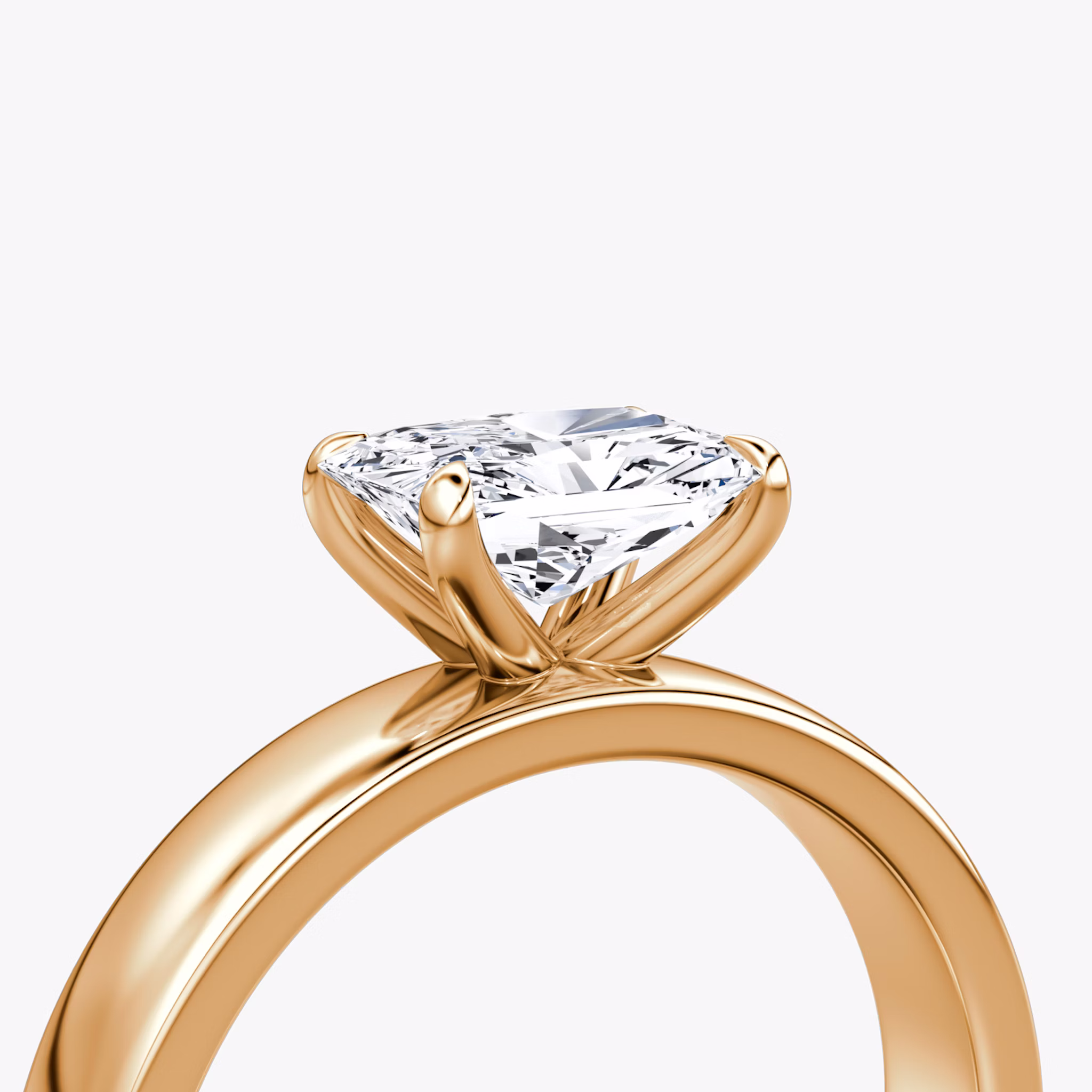 Cigar Band Solitaire | Radiant | 14k | Rose Gold | bandWidth: 4mm | diamondOrientation: horizontal | caratWeight: other