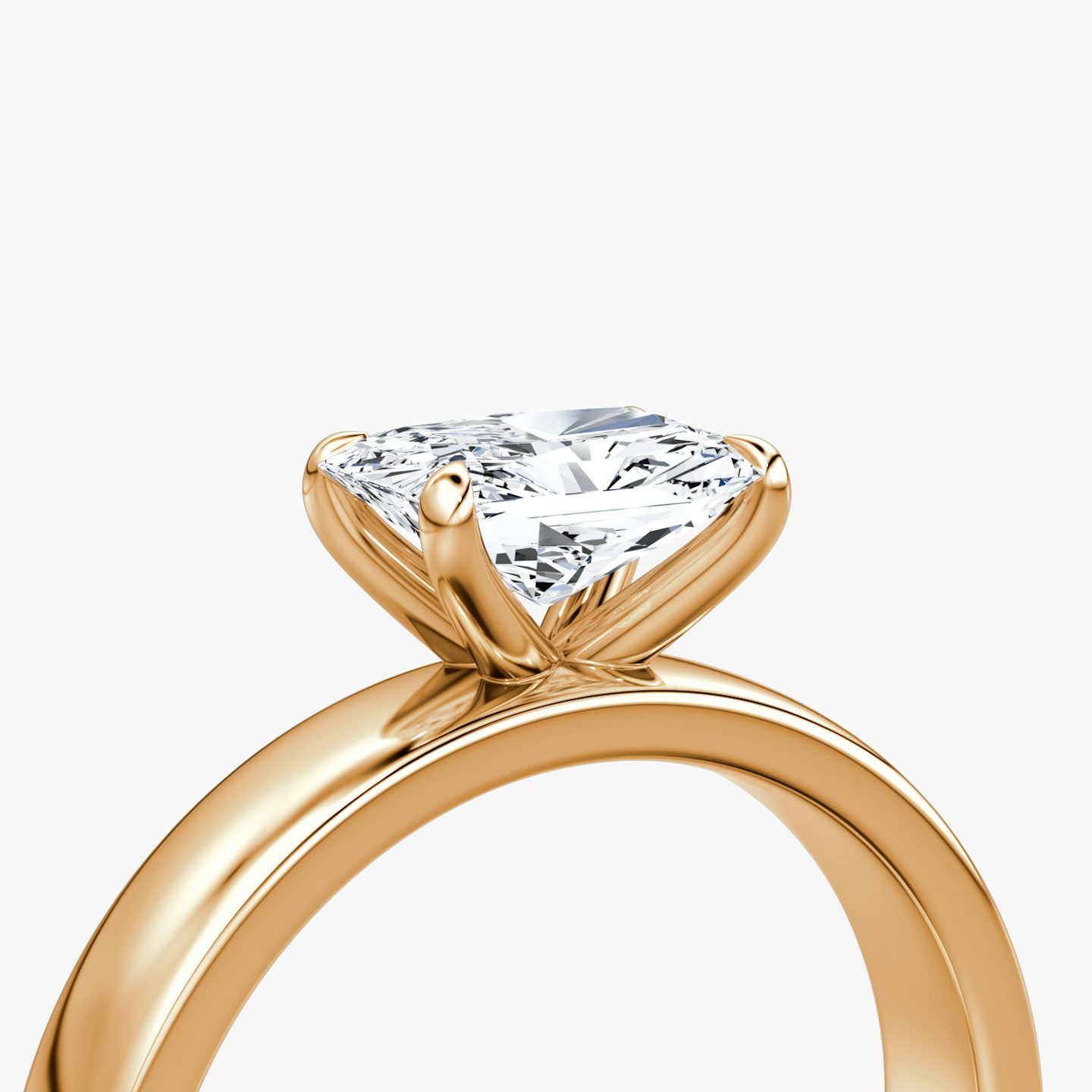 Solitaire Cigar Band | Radiant | 14k | Or rose | bandWidth: 4mm | diamondOrientation: horizontal | caratWeight: other