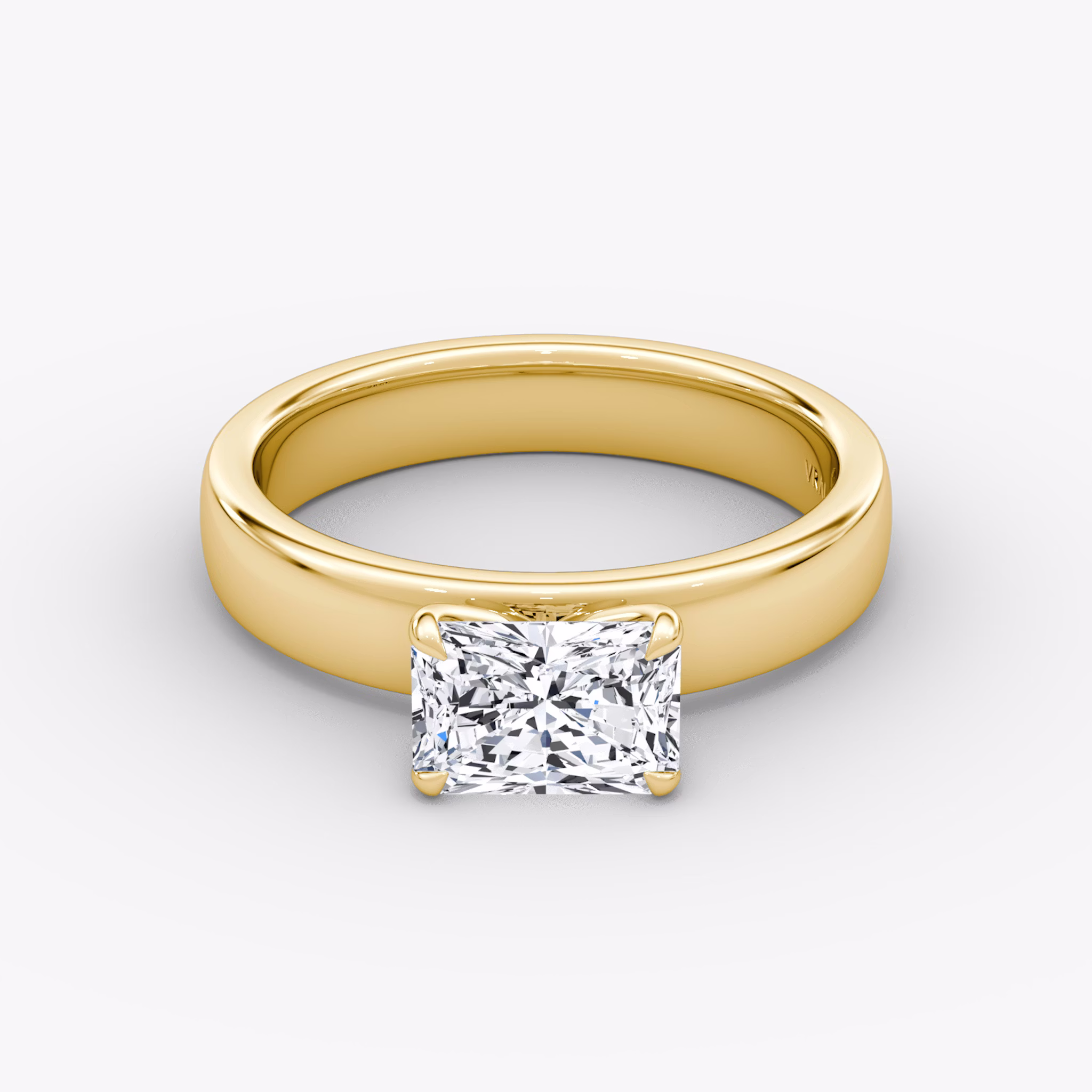 Cigar Band Solitaire | Radiant | 18k | Yellow Gold | bandWidth: 4mm | diamondOrientation: horizontal | caratWeight: other