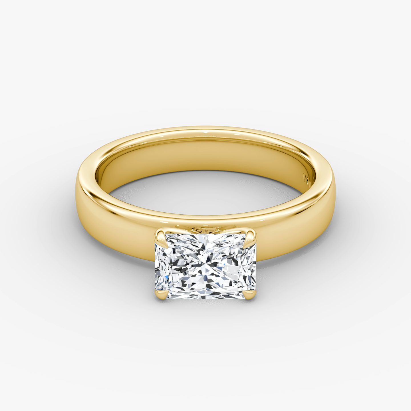 Solitario Cigar Band | Radiante | 18k | Oro amarillo | bandWidth: 4mm | diamondOrientation: horizontal | caratWeight: other