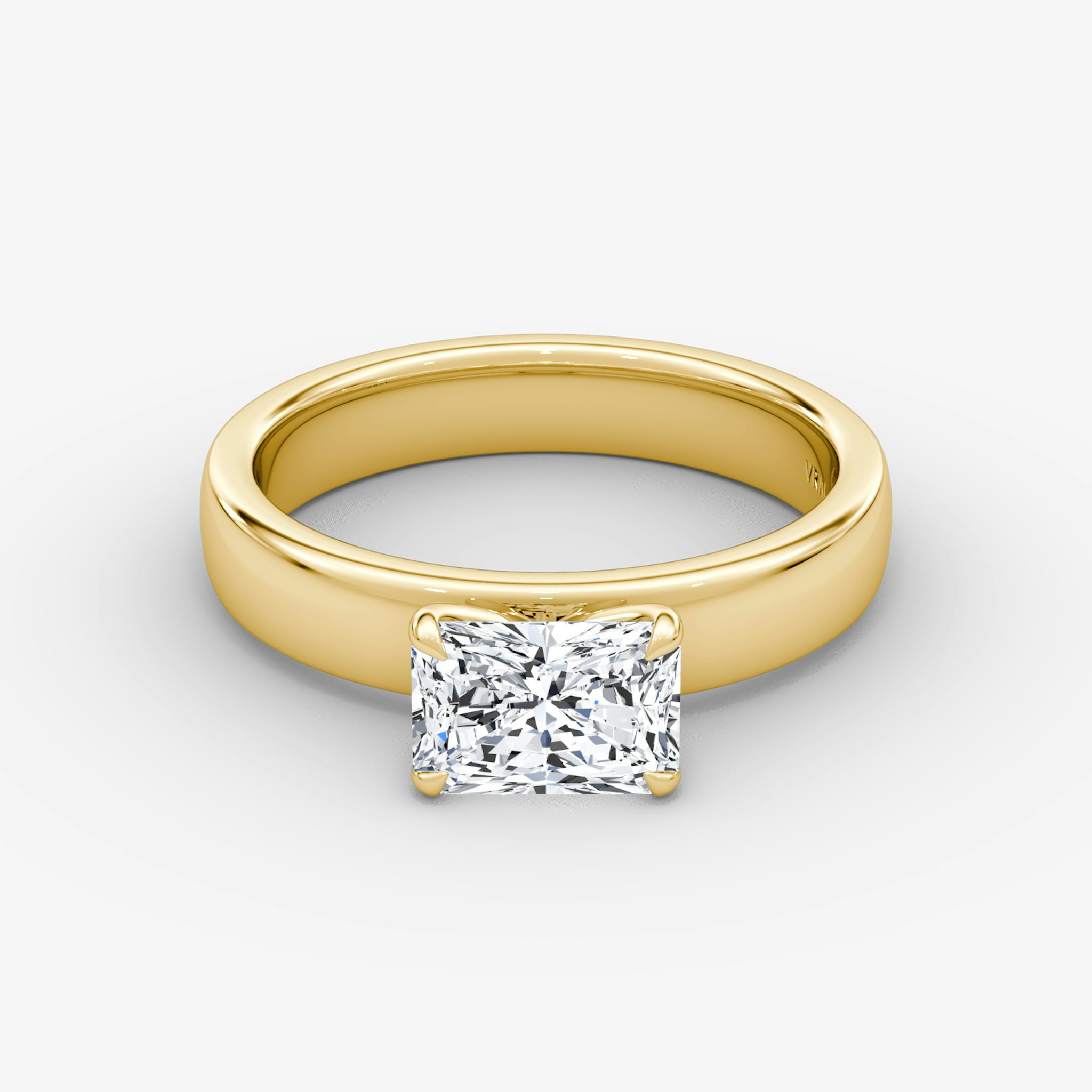 Cigar Band Solitaire | Radiant | 18k | Yellow Gold | bandWidth: 4mm | diamondOrientation: horizontal | caratWeight: other
