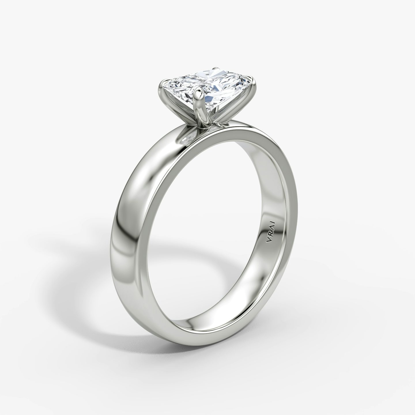 Cigar Band Solitaire | Radiant | 18k | White Gold | bandWidth: 4mm | diamondOrientation: horizontal | caratWeight: other