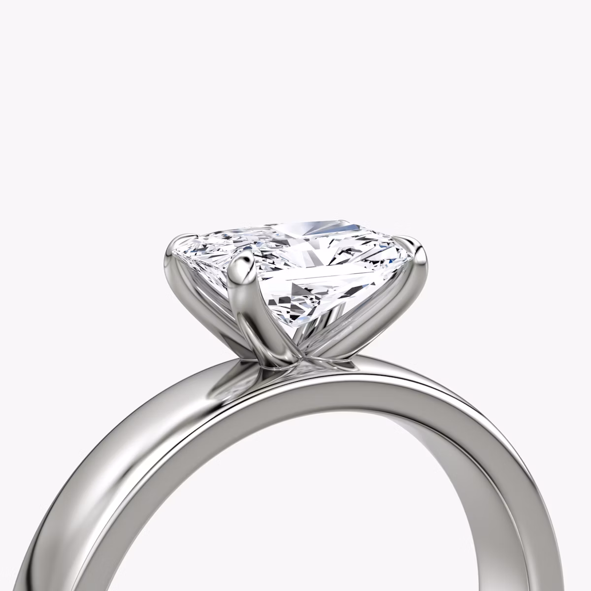 Cigar Band Solitaire | Radiant | 18k | White Gold | bandWidth: 4mm | diamondOrientation: horizontal | caratWeight: other