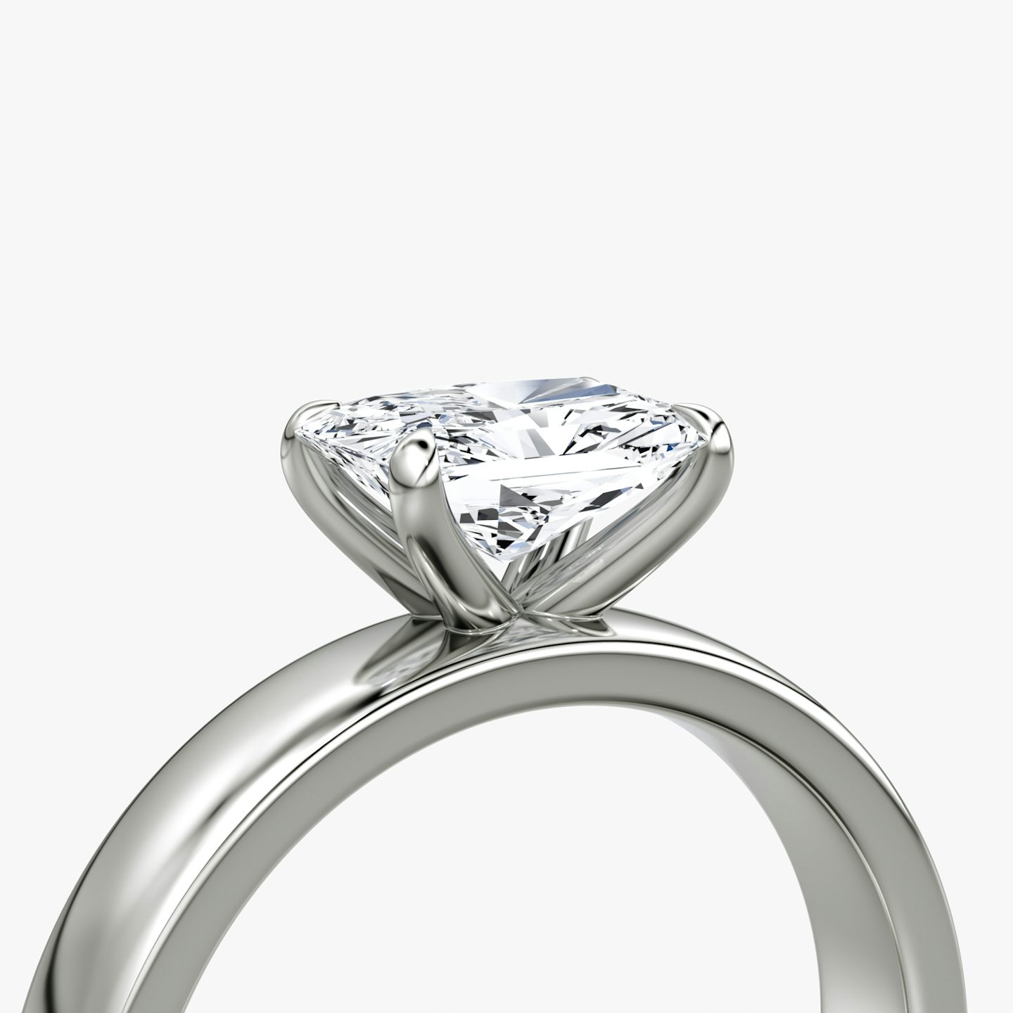 Cigar Band Solitaire | Radiant | 18k | White Gold | bandWidth: 4mm | diamondOrientation: horizontal | caratWeight: other