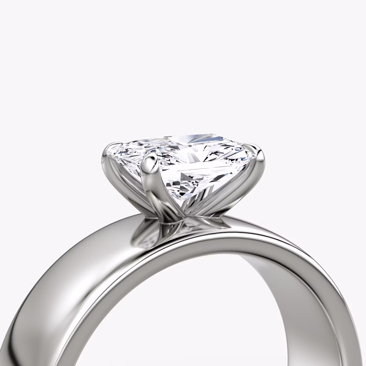 Cigar Band Solitaire | Radiant | 18k | White Gold | bandWidth: 6mm | diamondOrientation: horizontal | caratWeight: other
