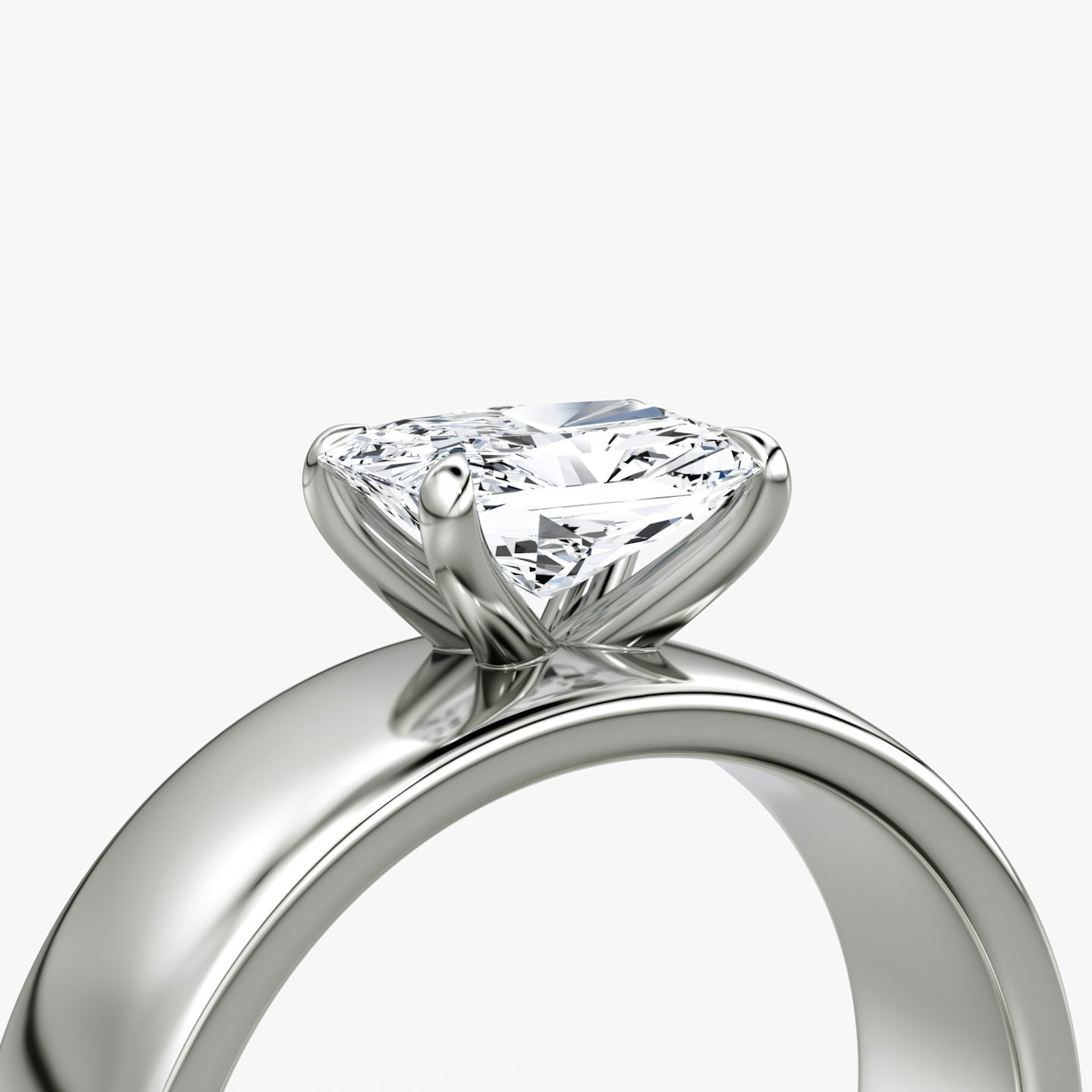 Cigar Band Solitaire | Radiant | 18k | White Gold | bandWidth: 6mm | diamondOrientation: horizontal | caratWeight: other