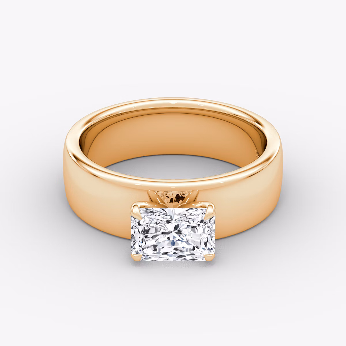 Cigar Band Solitaire | Radiant | 14k | Rose Gold | bandWidth: 6mm | diamondOrientation: horizontal | caratWeight: other