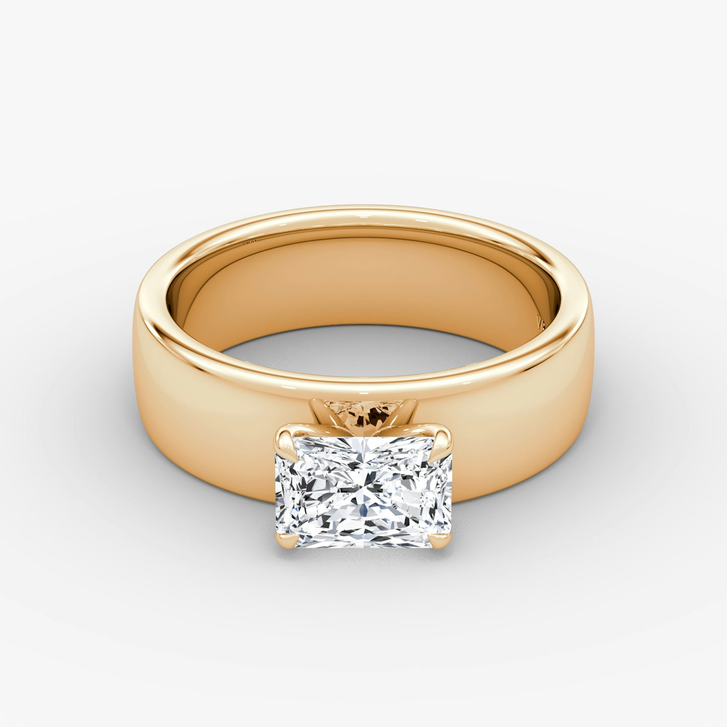 Cigar Band Solitaire | Radiant | 14k | Rose Gold | bandWidth: 6mm | diamondOrientation: horizontal | caratWeight: other