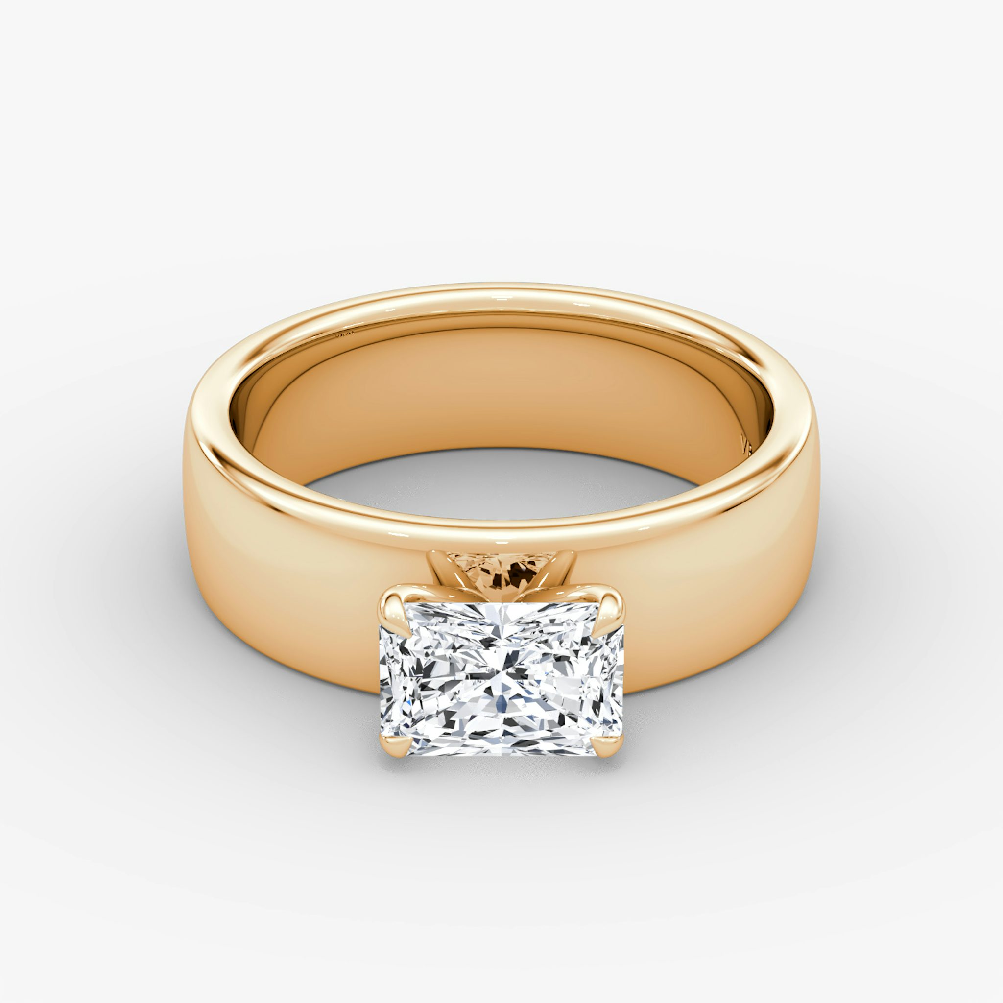 Cigar Band Solitaire | Radiant | 14k | Rose Gold | bandWidth: 6mm | diamondOrientation: horizontal | caratWeight: other