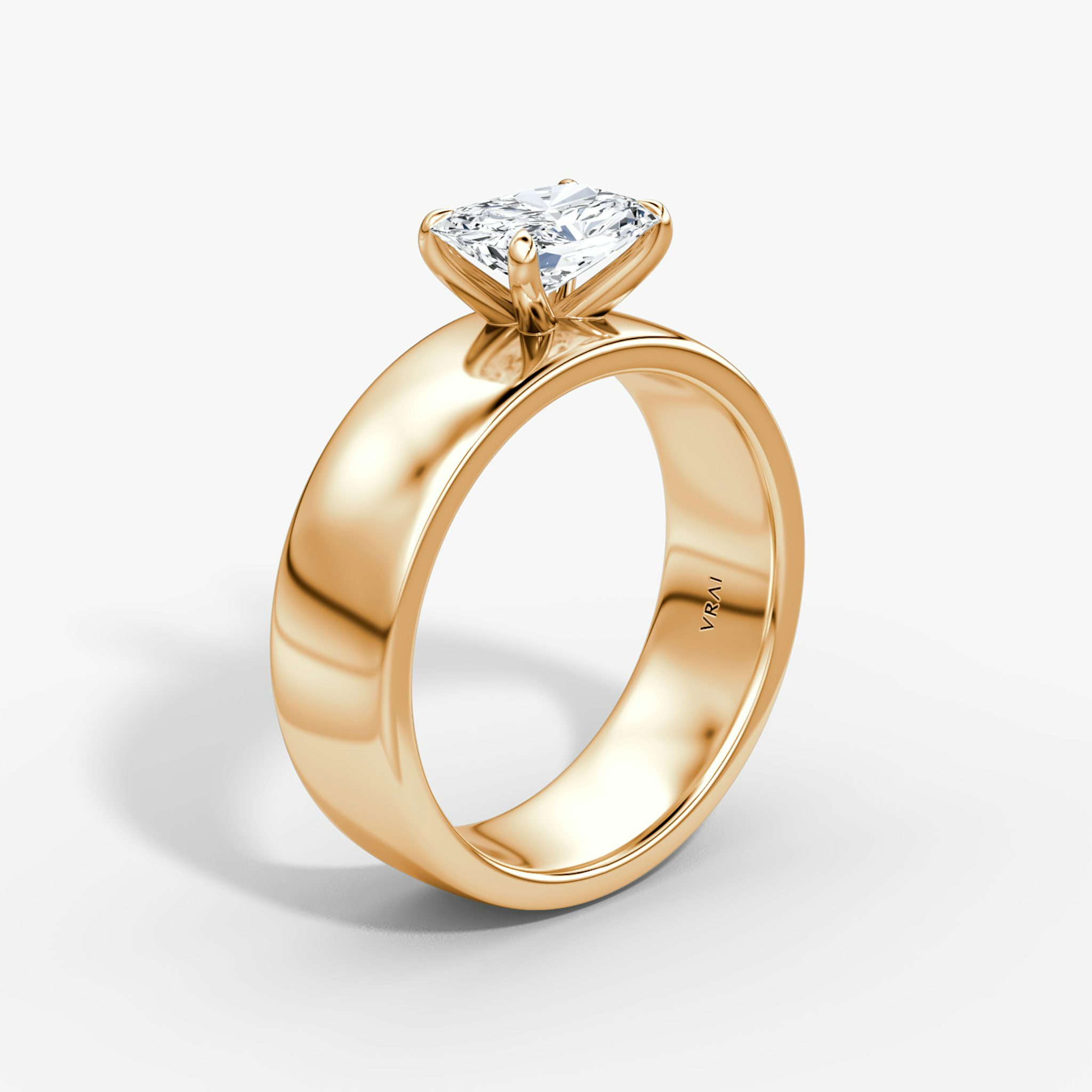Cigar Band Solitaire | Radiant | 14k | Rose Gold | bandWidth: 6mm | diamondOrientation: horizontal | caratWeight: other