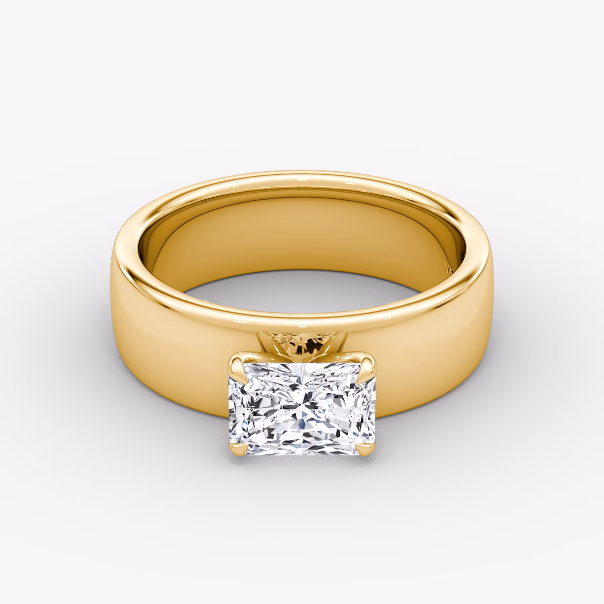 Cigar Band Solitaire | Radiant | 18k | Yellow Gold | bandWidth: 6mm | diamondOrientation: horizontal | caratWeight: other
