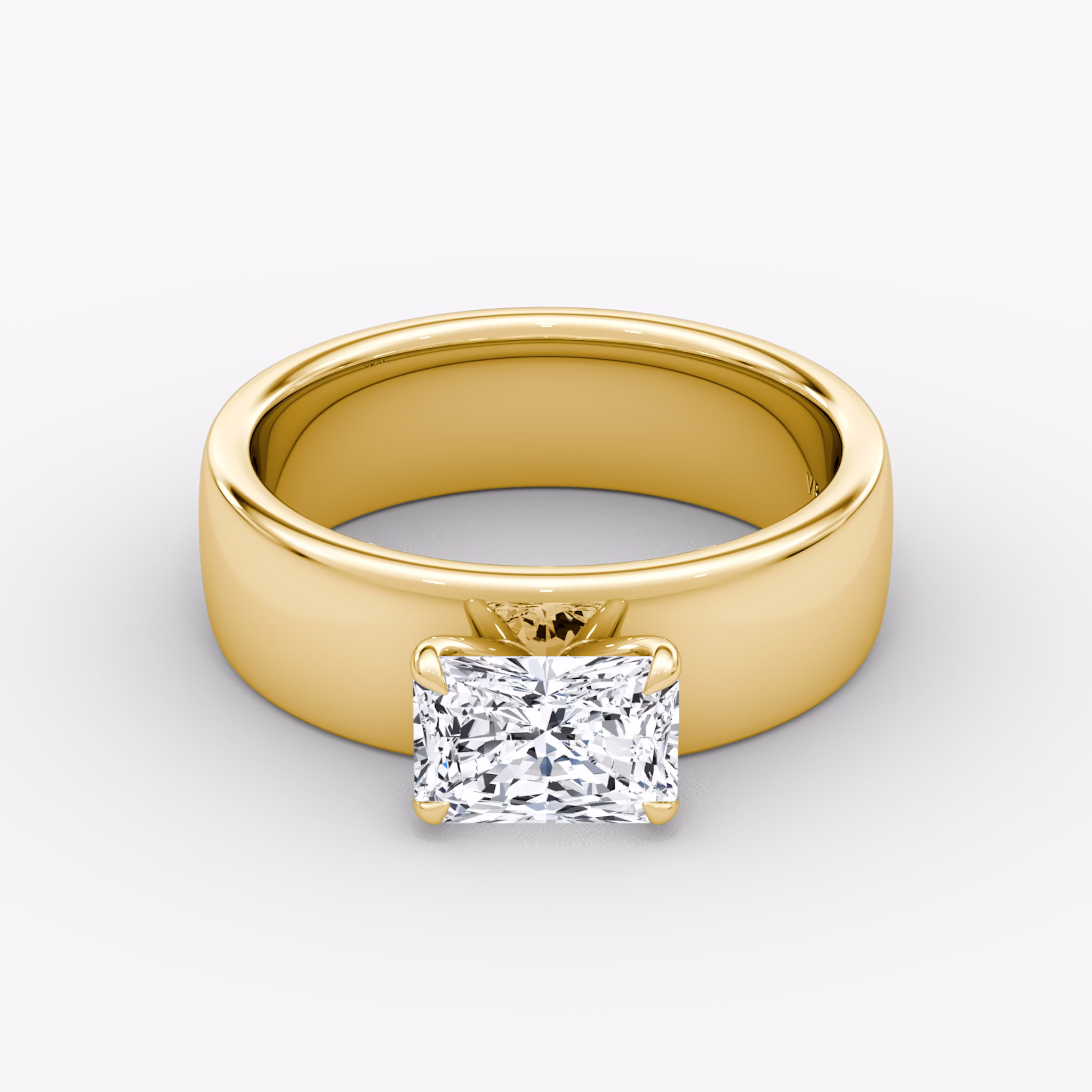 Cigar Band Solitaire | Radiant | 18k | Yellow Gold | bandWidth: 6mm | diamondOrientation: horizontal | caratWeight: other