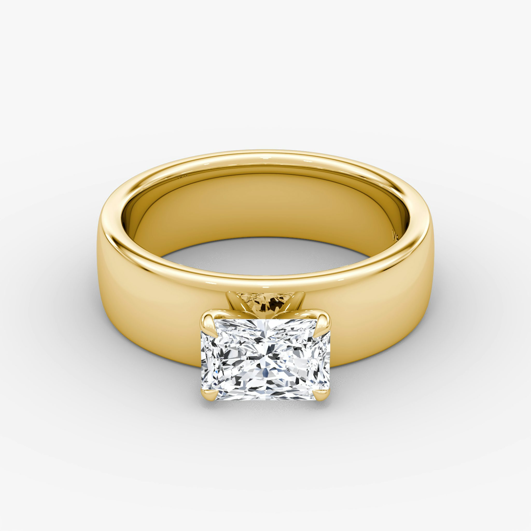 Cigar Band Solitaire | Radiant | 18k | Yellow Gold | bandWidth: 6mm | diamondOrientation: horizontal | caratWeight: other