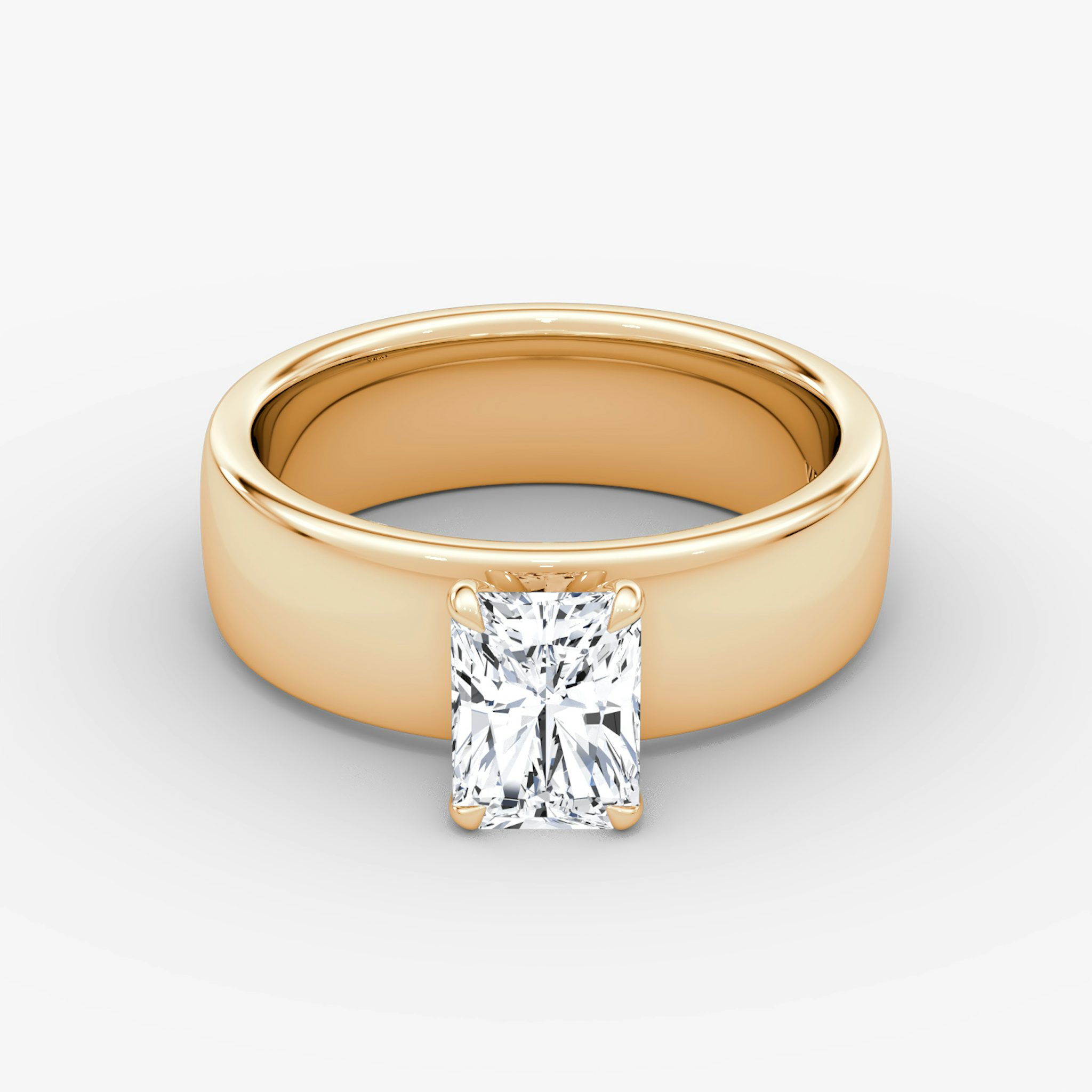 Cigar Band Solitaire | Radiant | 14k | Rose Gold | bandWidth: 6mm | diamondOrientation: vertical | caratWeight: other