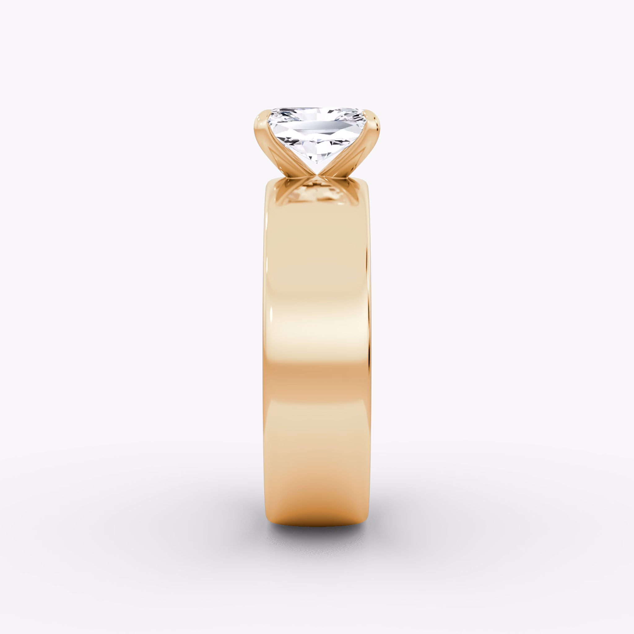 Cigar Band Solitaire | Radiant | 14k | Rose Gold | bandWidth: 6mm | diamondOrientation: vertical | caratWeight: other