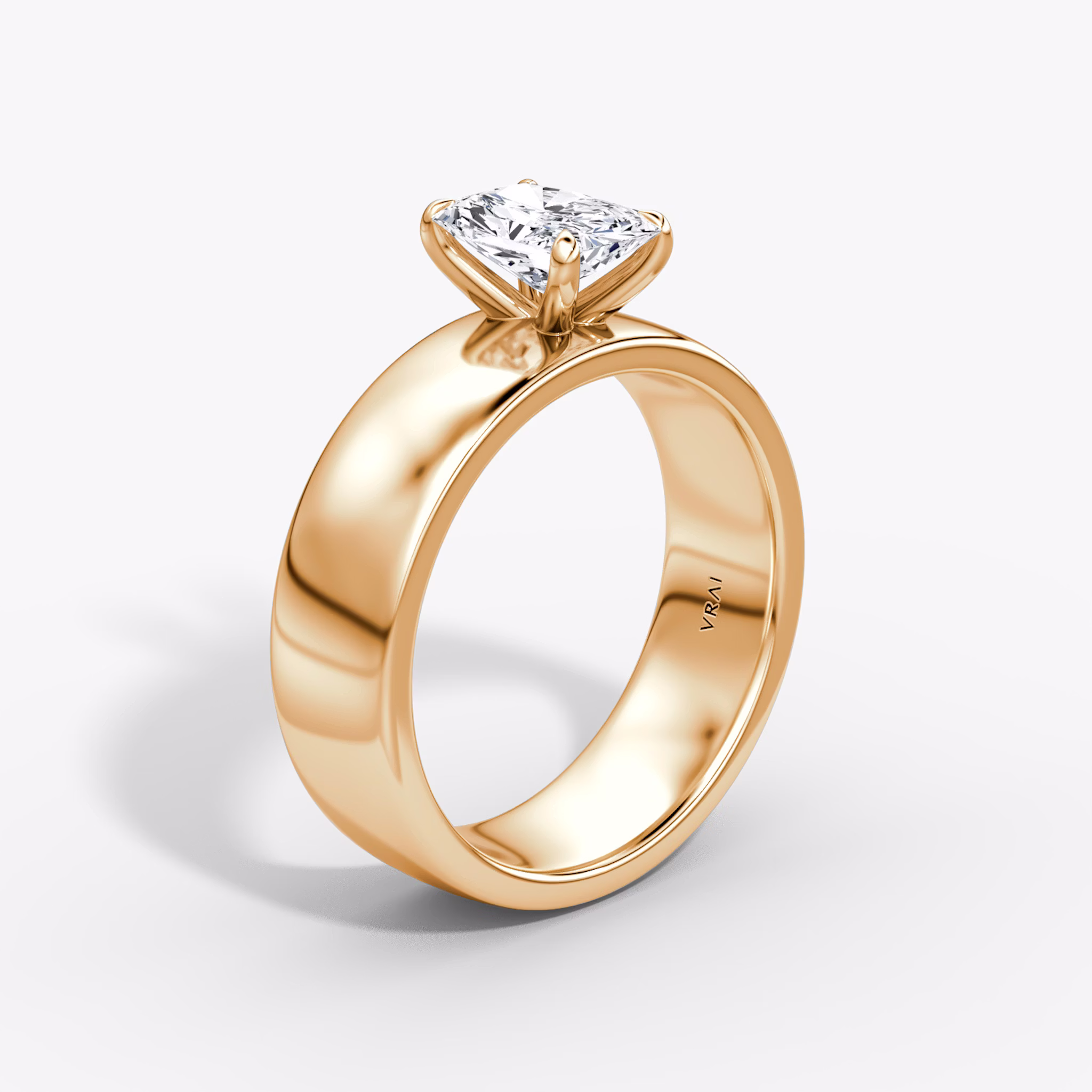 Cigar Band Solitaire | Radiant | 14k | Rose Gold | bandWidth: 6mm | diamondOrientation: vertical | caratWeight: other