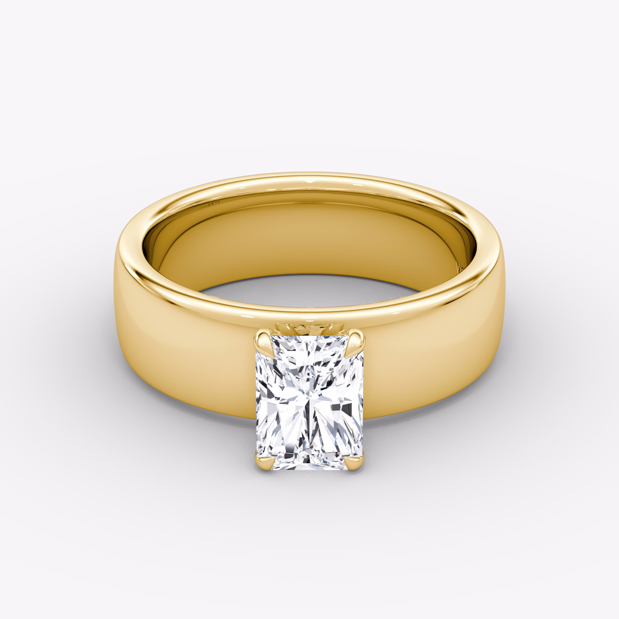 Cigar Band Solitaire | Radiant | 18k | Yellow Gold | bandWidth: 6mm | diamondOrientation: vertical | caratWeight: other