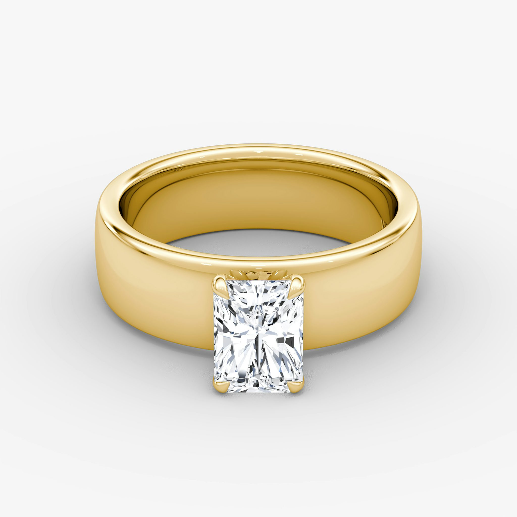 Cigar Band Solitaire | Radiant | 18k | Yellow Gold | bandWidth: 6mm | diamondOrientation: vertical | caratWeight: other