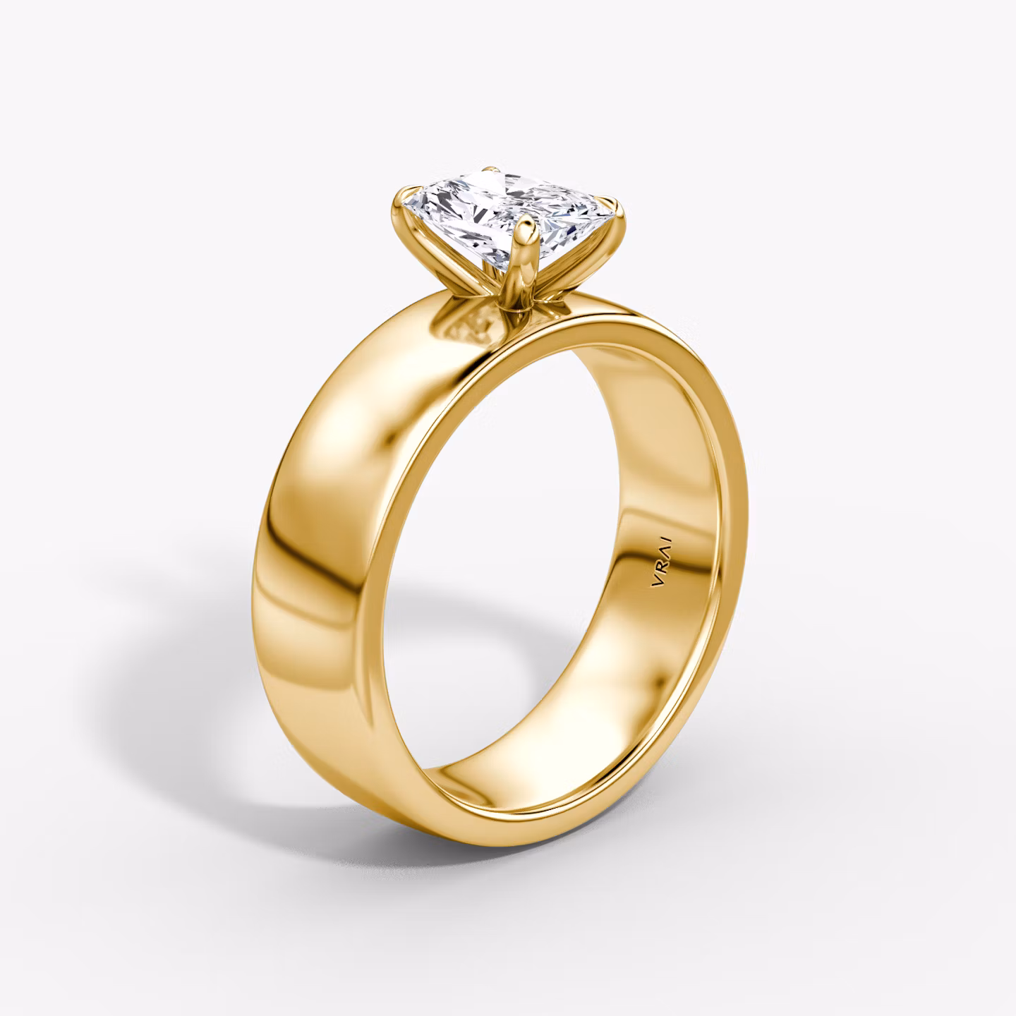 Cigar Band Solitaire | Radiant | 18k | Yellow Gold | bandWidth: 6mm | diamondOrientation: vertical | caratWeight: other